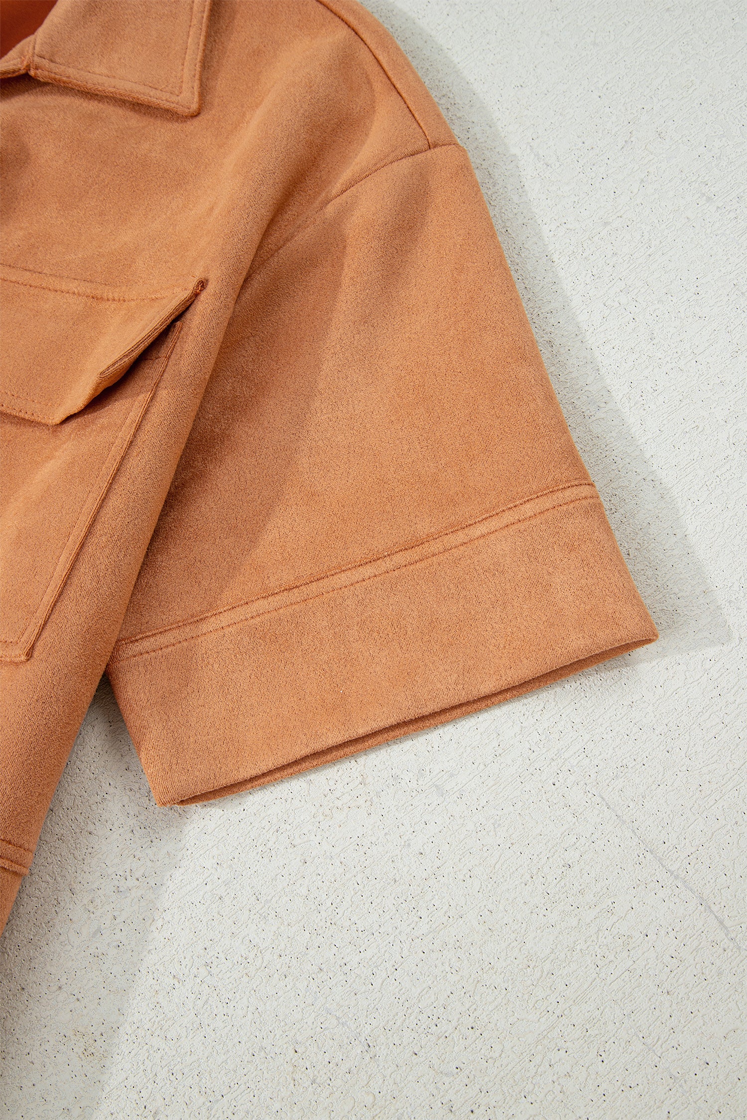 Thai Curry Collared V Neck Faux Suede Short Sleeve Shift Mini Dress-TOPS / DRESSES-[Adult]-[Female]-2022 Online Blue Zone Planet