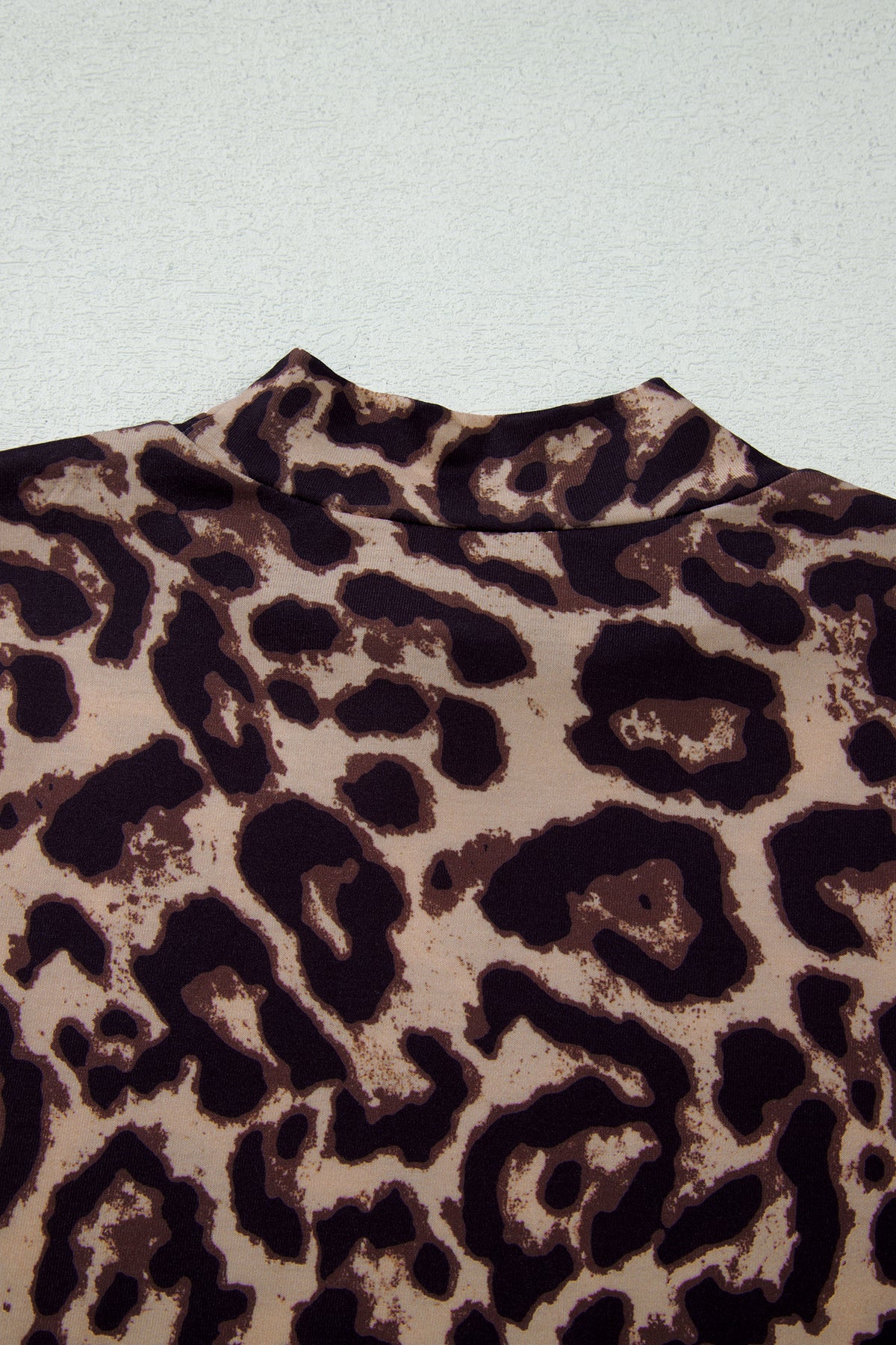 Khaki Leopard High Neck Long Sleeve Western Slim Top-Tops/Long Sleeve Tops-[Adult]-[Female]-2022 Online Blue Zone Planet