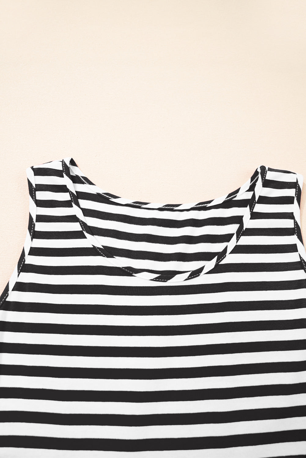 Black Stripe U Neck Sleeveless Loose Fit Mini Dress-TOPS / DRESSES-[Adult]-[Female]-2022 Online Blue Zone Planet