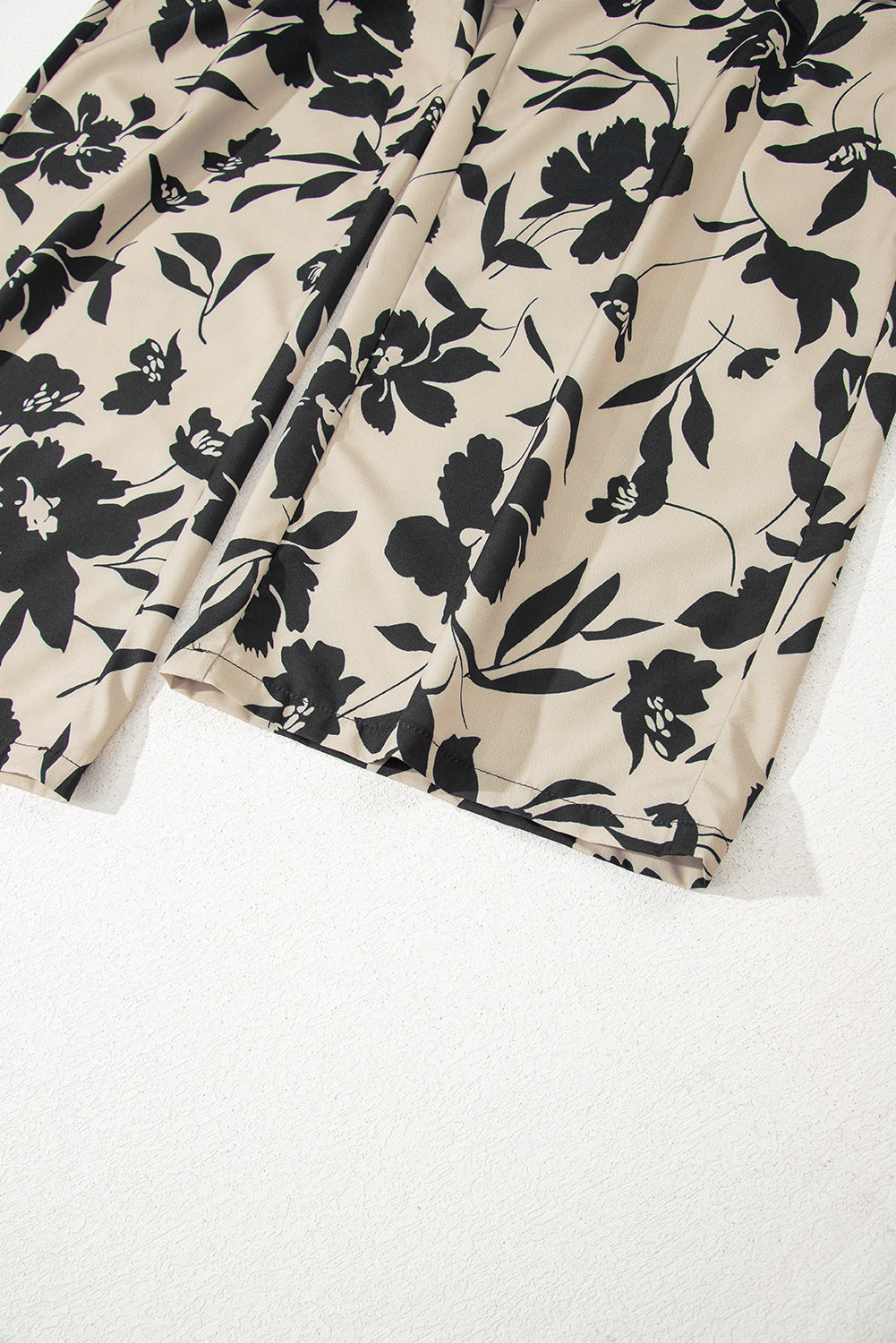 Khaki Floral Print Smocked High Waist Wide Leg Pants-Bottoms/Pants & Culotte-[Adult]-[Female]-2022 Online Blue Zone Planet