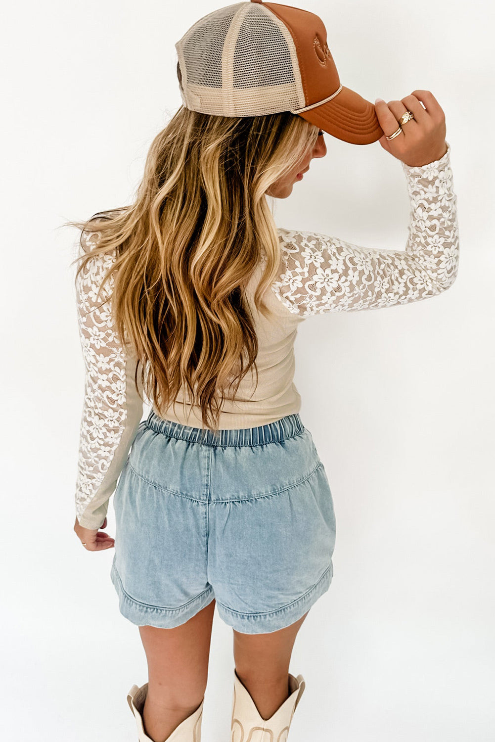 Smoke Gray Floral Lace Patchwork Long Sleeve High Neck Slim Top-Tops/Long Sleeve Tops-[Adult]-[Female]-2022 Online Blue Zone Planet