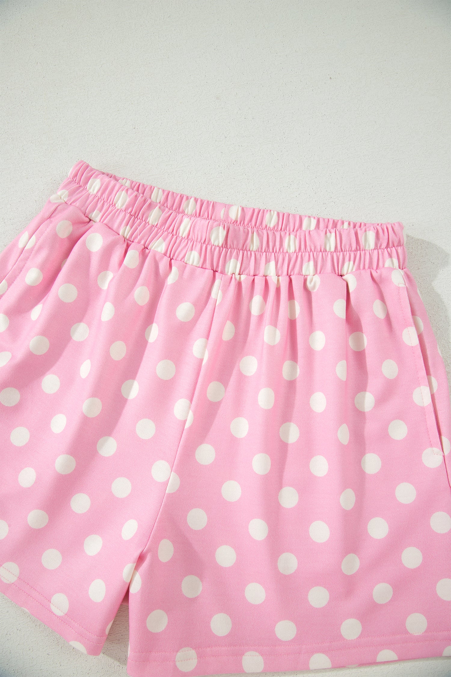 Sky Blue Polka Dot Print Color Block Trim Mock Neck Short Set-Two Piece Sets/Short Sets-[Adult]-[Female]-2022 Online Blue Zone Planet