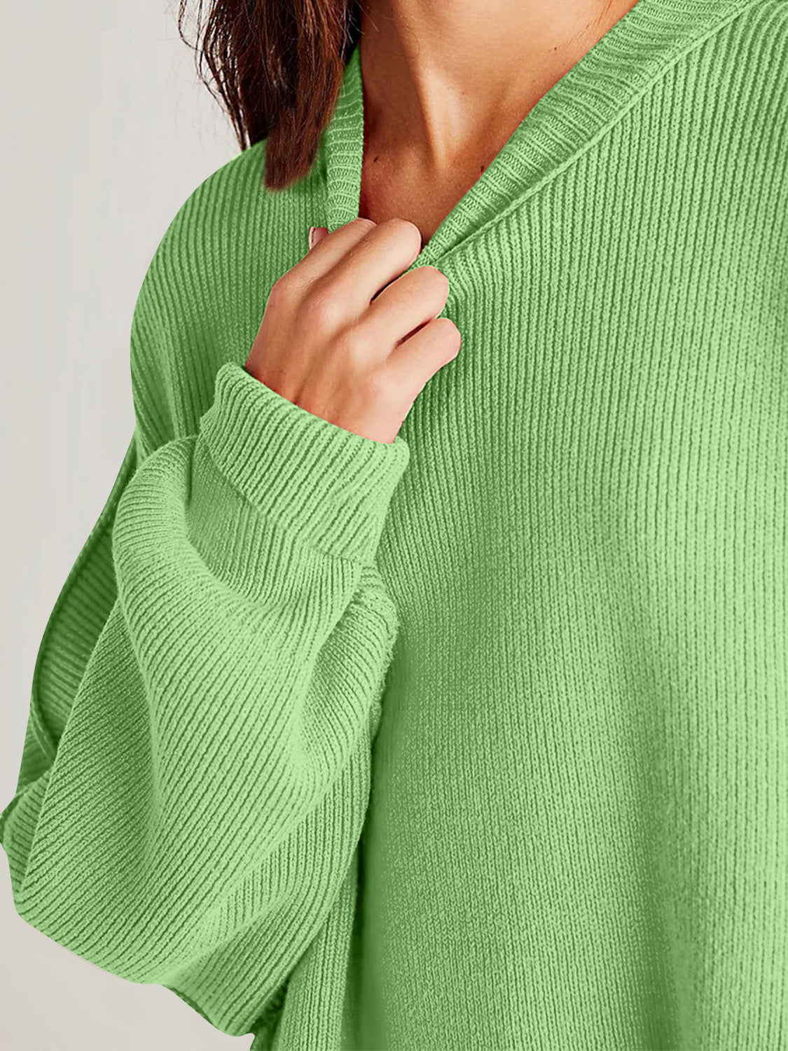 Blue Zone Planet | Double Take Side Slit Round Neck Long Sleeve Sweater-TOPS / DRESSES-[Adult]-[Female]-2022 Online Blue Zone Planet