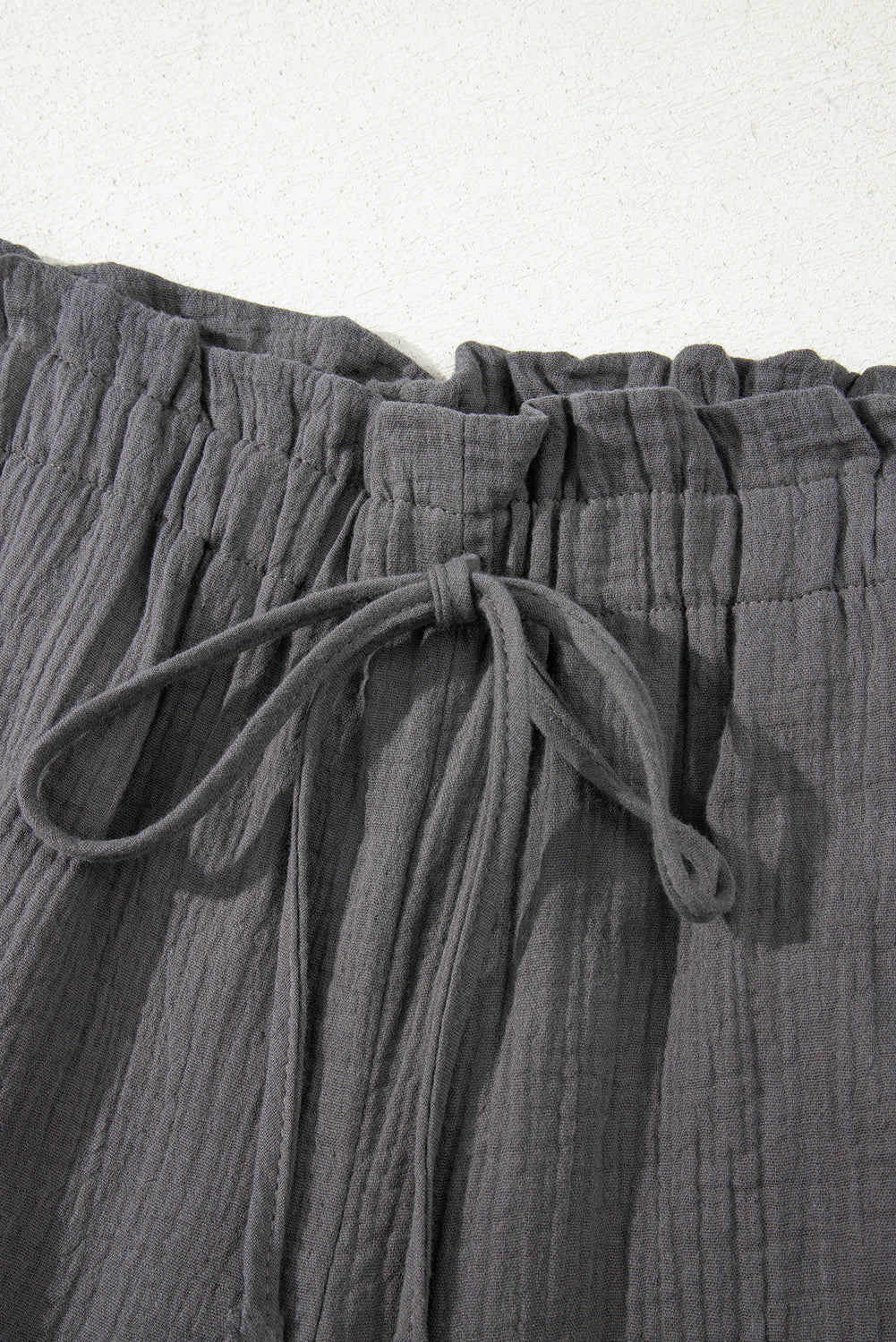 Dark Grey Cotton Gauze Paperbag Shorts-Bottoms/Casual Shorts-[Adult]-[Female]-2022 Online Blue Zone Planet