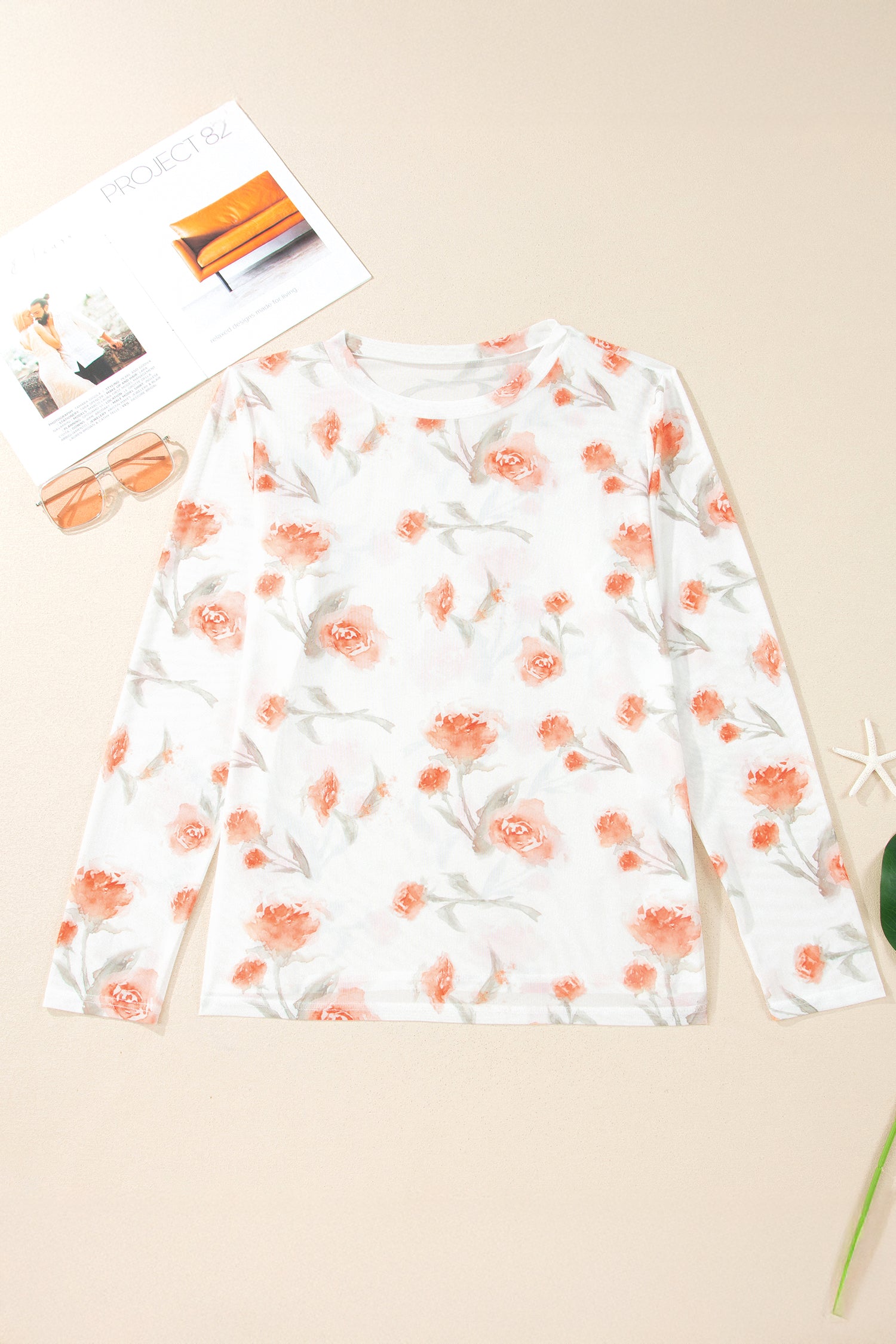 Red Plus Size Floral Print Sheer Mesh Long Sleeve Top-Plus Size/Plus Size Tops/Plus Size Long Sleeve Tops-[Adult]-[Female]-2022 Online Blue Zone Planet
