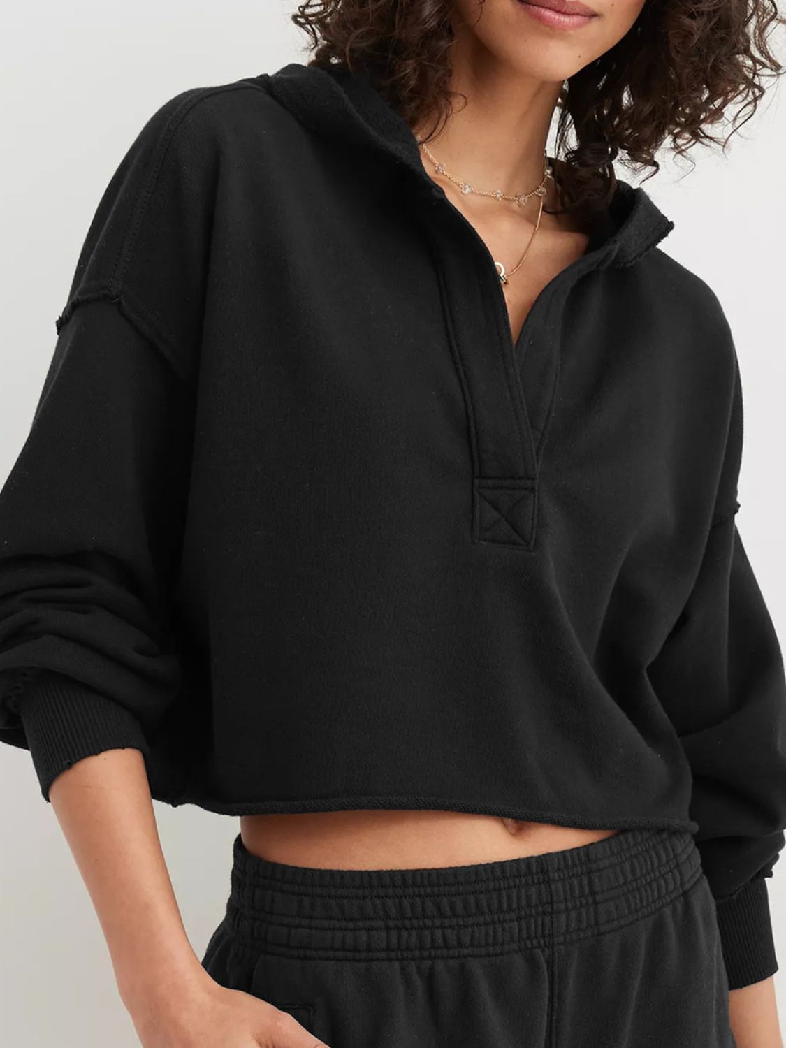 Exposed Seam Long Sleeve Hoodie-TOPS / DRESSES-[Adult]-[Female]-Black-S-2022 Online Blue Zone Planet