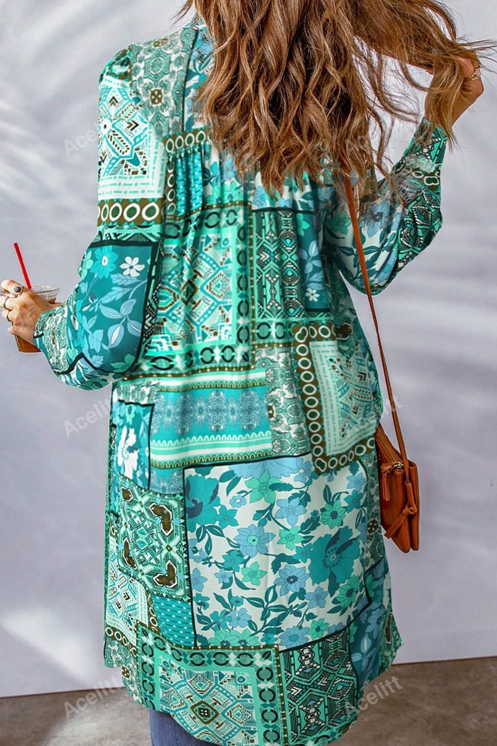 Printed Button Up Long Sleeve Cardigan-TOPS / DRESSES-[Adult]-[Female]-2022 Online Blue Zone Planet