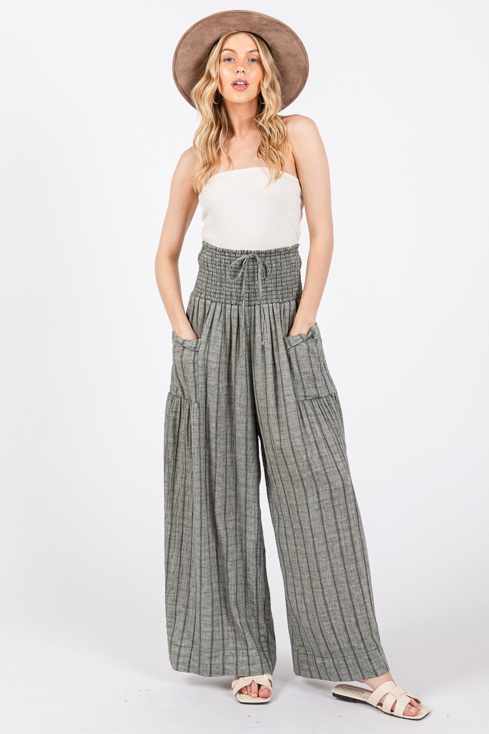 Blue Zone Planet | SAGE + FIG Cotton Gauze Wash Stripe Pants-BOTTOMS SIZES SMALL MEDIUM LARGE-[Adult]-[Female]-Black-S-2022 Online Blue Zone Planet