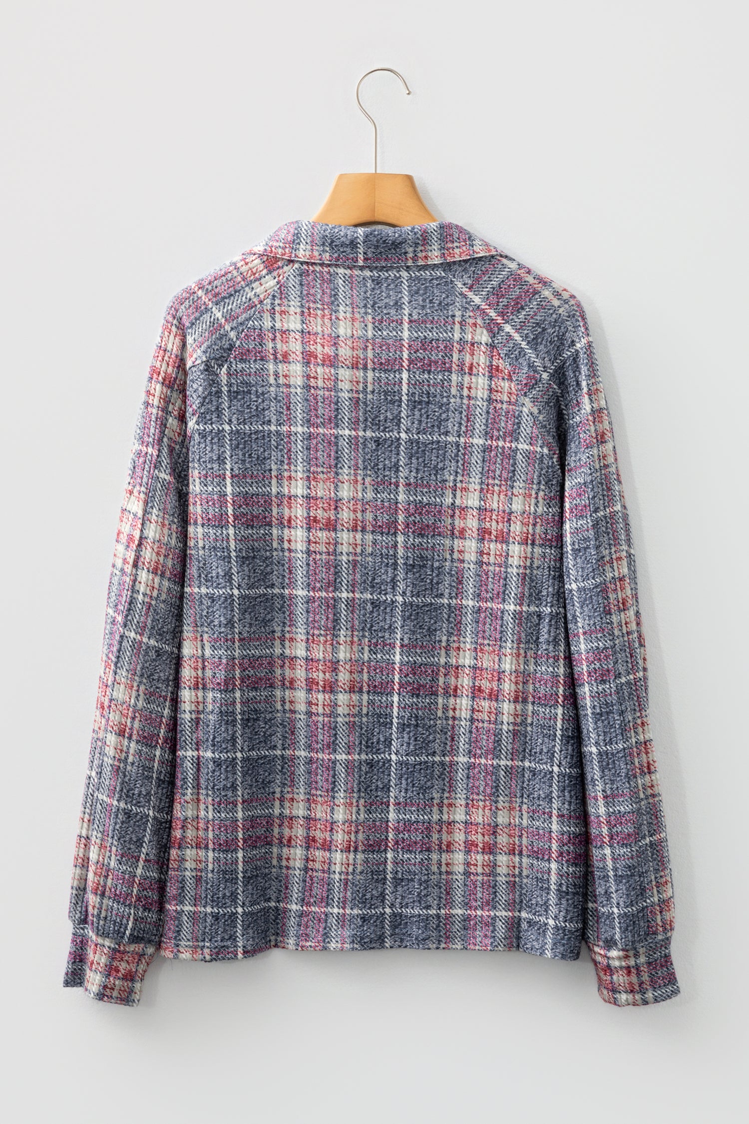 Multicolour Plaid Textured Chest Pocket Vintage Shirt-Tops/Blouses & Shirts-[Adult]-[Female]-2022 Online Blue Zone Planet