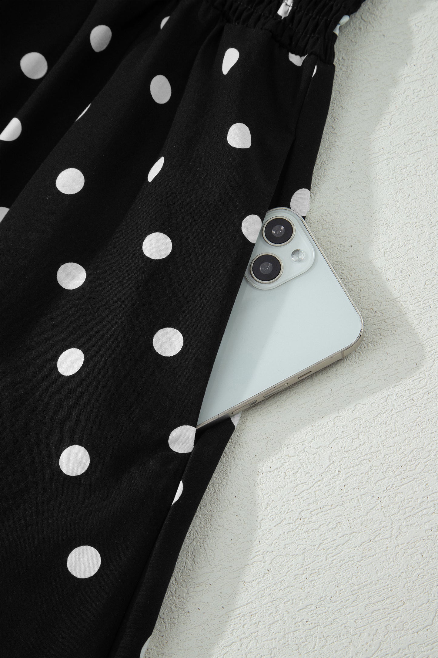 Black Polka Dot Print Contrast Trim V Neck Zip Up Sleeveless Dress-TOPS / DRESSES-[Adult]-[Female]-2022 Online Blue Zone Planet