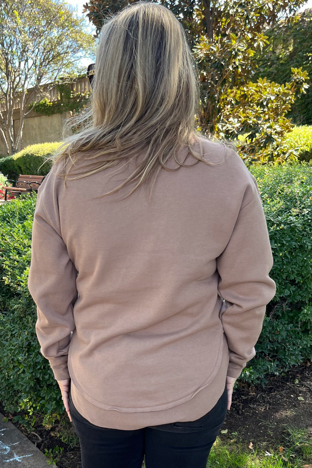 Dark Khaki GOBBLE Letter Graphic Thanksgiving Shift Sweatshirt-Tops/Sweatshirts & Hoodies-[Adult]-[Female]-2022 Online Blue Zone Planet