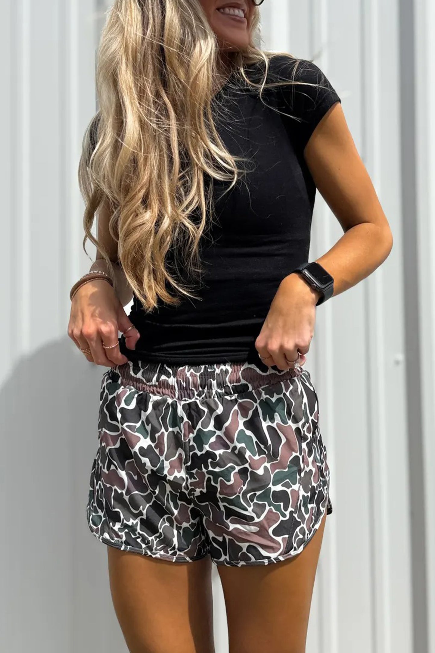 Multicolour Camouflage Print Athletic Lined Shorts-Bottoms/Casual Shorts-[Adult]-[Female]-2022 Online Blue Zone Planet