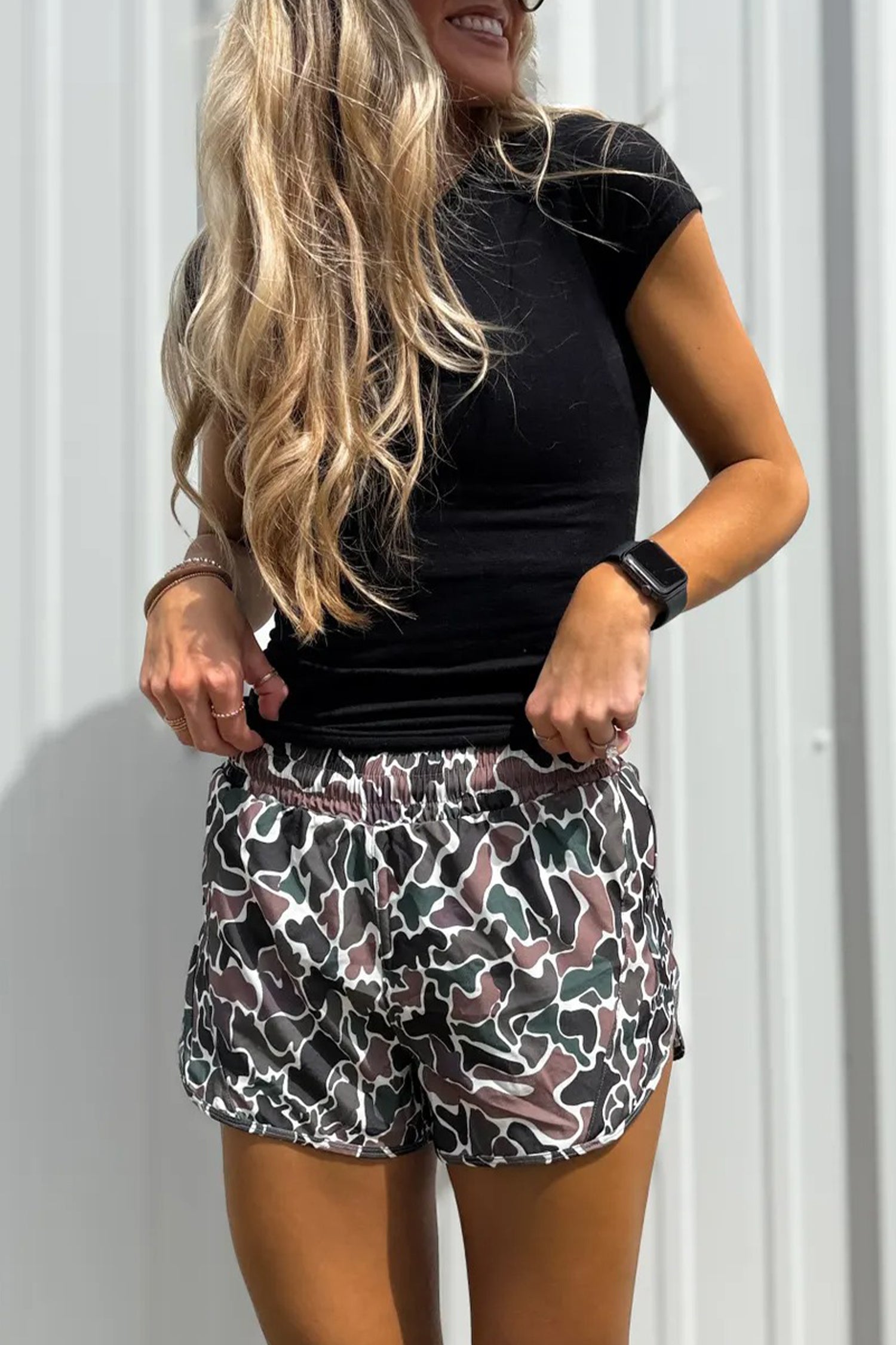 Multicolour Camouflage Print Athletic Lined Shorts-Bottoms/Casual Shorts-[Adult]-[Female]-2022 Online Blue Zone Planet
