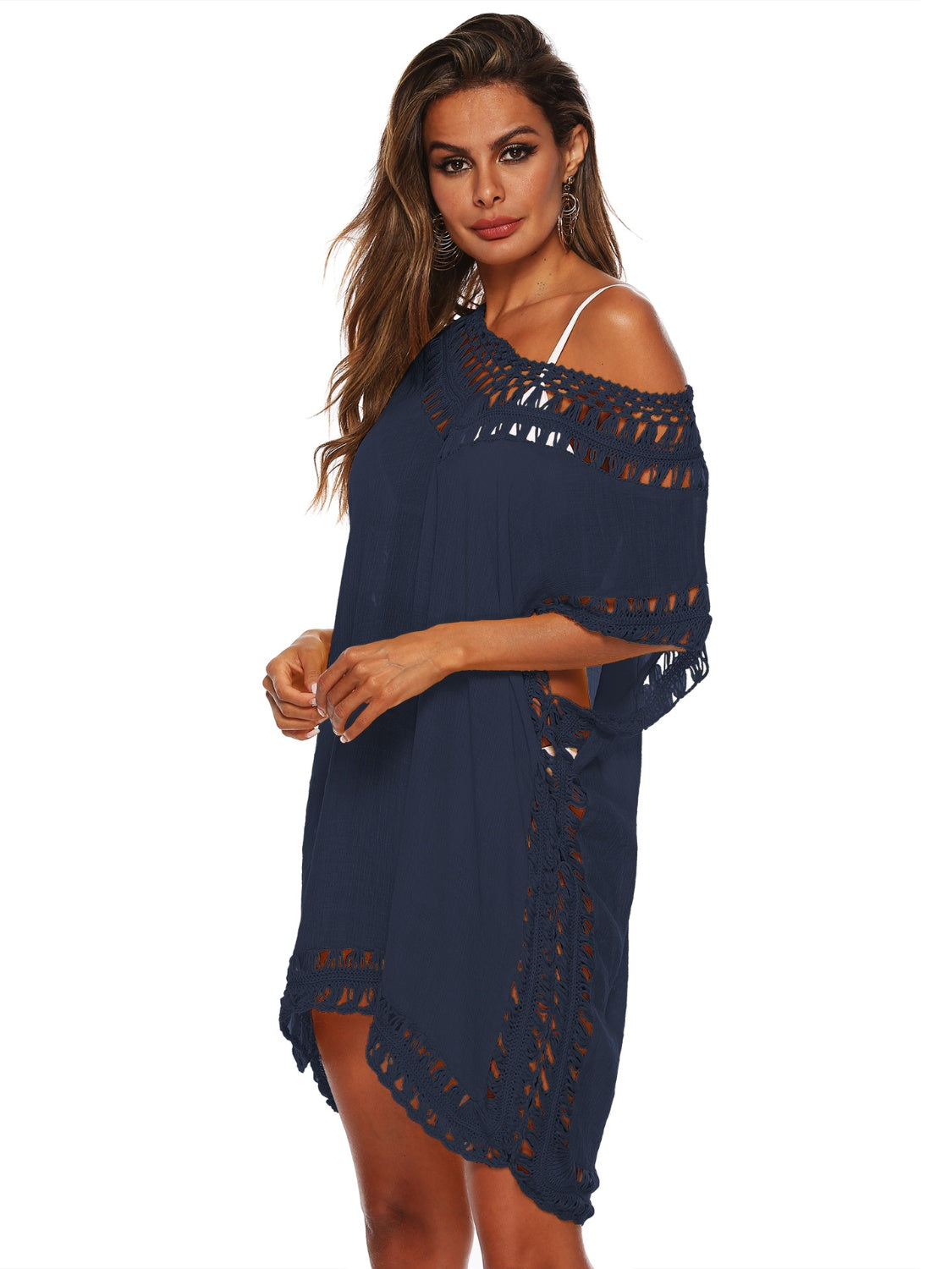 Cutout V-Neck Short Sleeve Cover-Up-TOPS / DRESSES-[Adult]-[Female]-2022 Online Blue Zone Planet