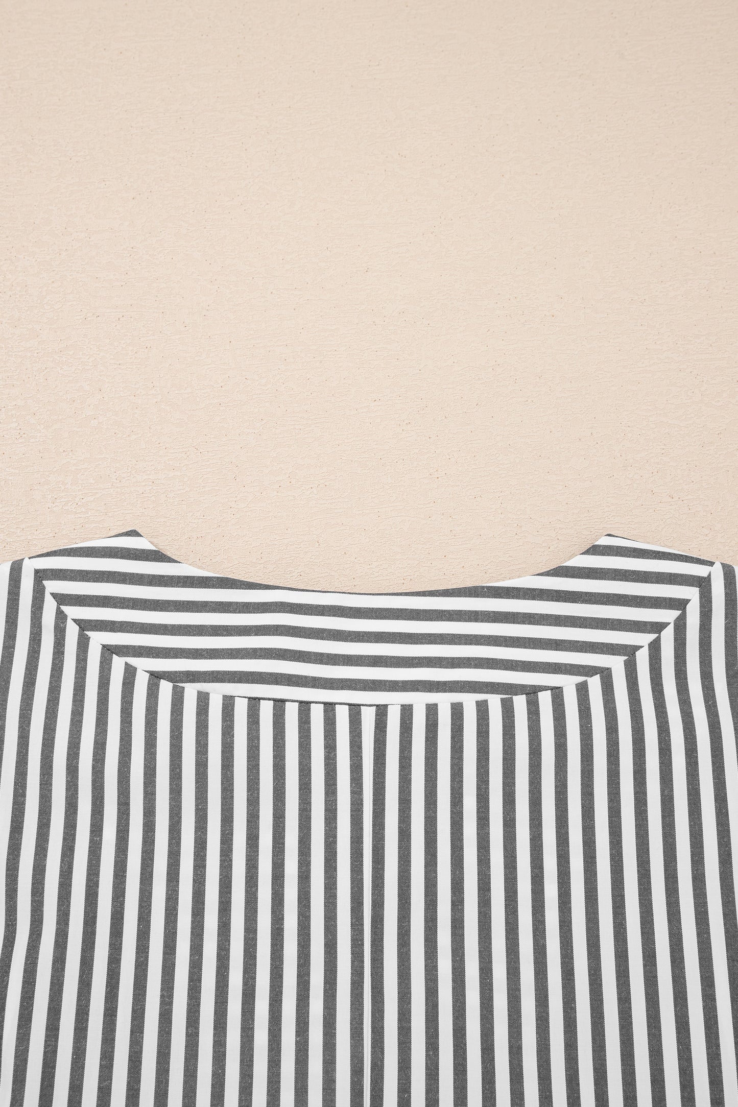 Black Stripe Plus Size V Neck Roll-Tab Short Dolman Sleeve Blouse-Plus Size/Plus Size Tops/Plus Size Blouses & Shirts-[Adult]-[Female]-2022 Online Blue Zone Planet