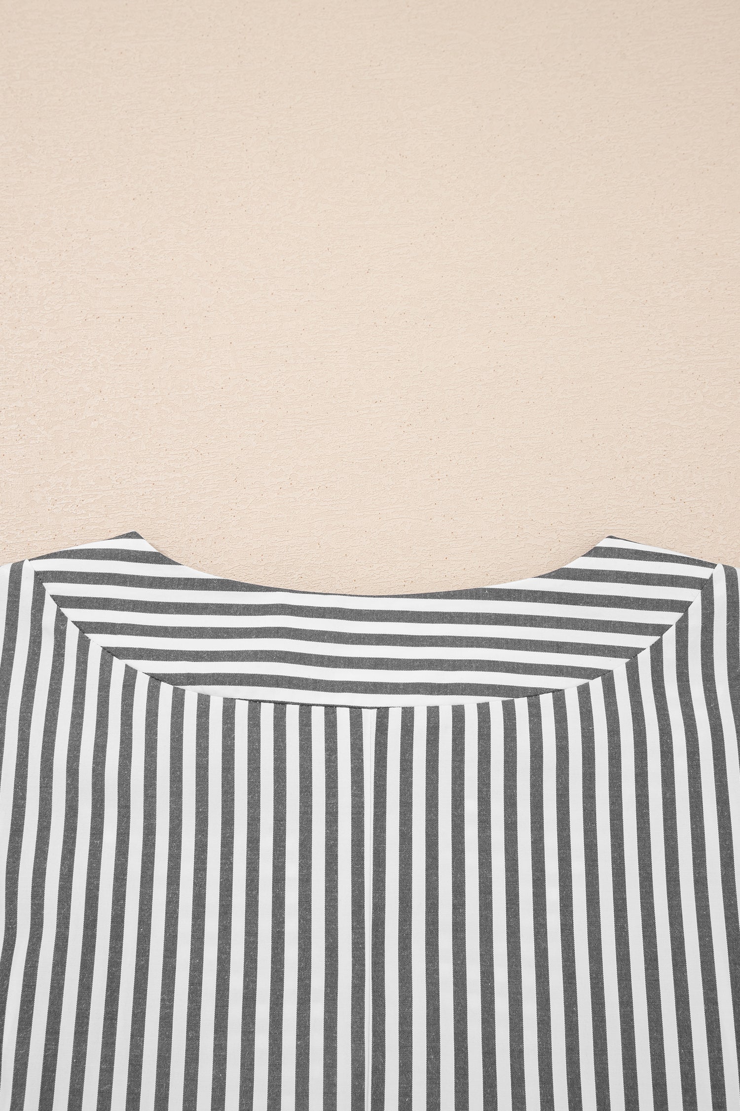 Black Stripe Plus Size V Neck Roll-Tab Short Dolman Sleeve Blouse-Plus Size/Plus Size Tops/Plus Size Blouses & Shirts-[Adult]-[Female]-2022 Online Blue Zone Planet