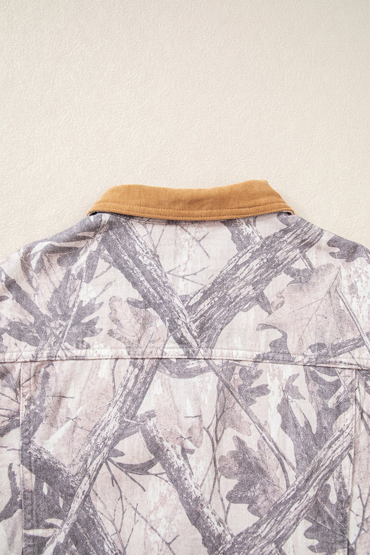 Gray Abstract Camo Print Colorblock Collar Oversized Shift Silhouette Denim Jacket-Outerwear/Denim jackets-[Adult]-[Female]-2022 Online Blue Zone Planet