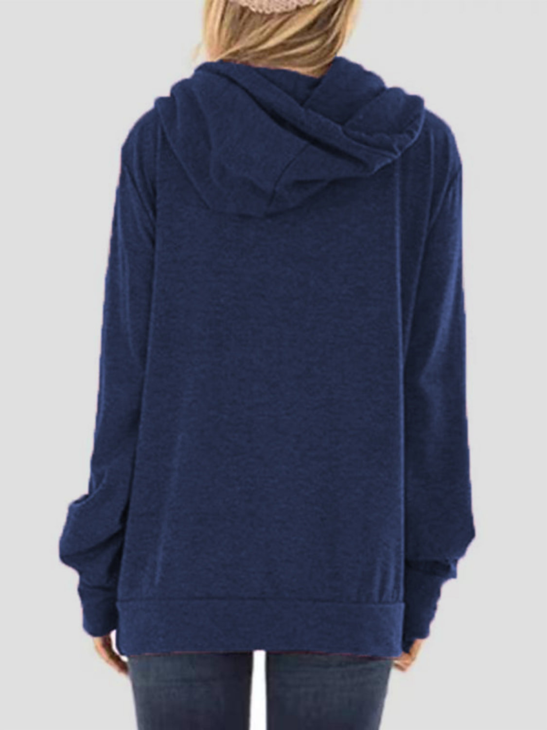 Drawstring Letter Graphic Long Sleeve Hoodie-[Adult]-[Female]-2022 Online Blue Zone Planet