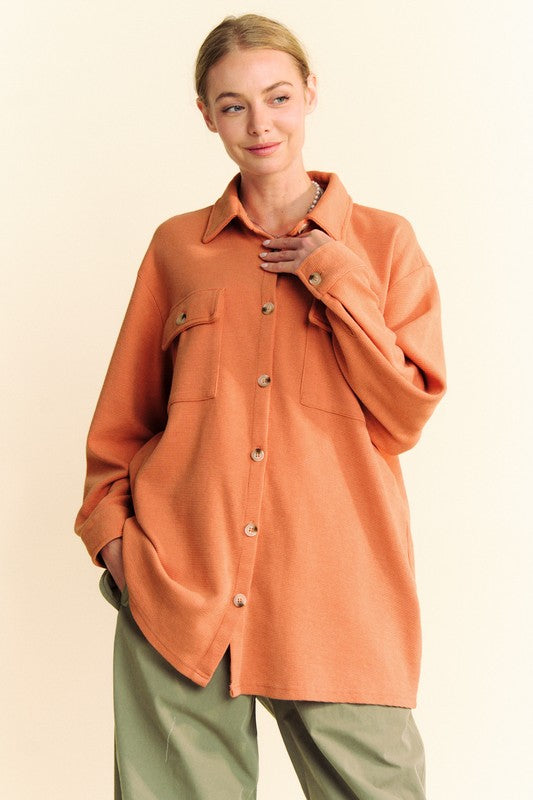 Davi & Dani Waffle-Knit Button Down Shirt