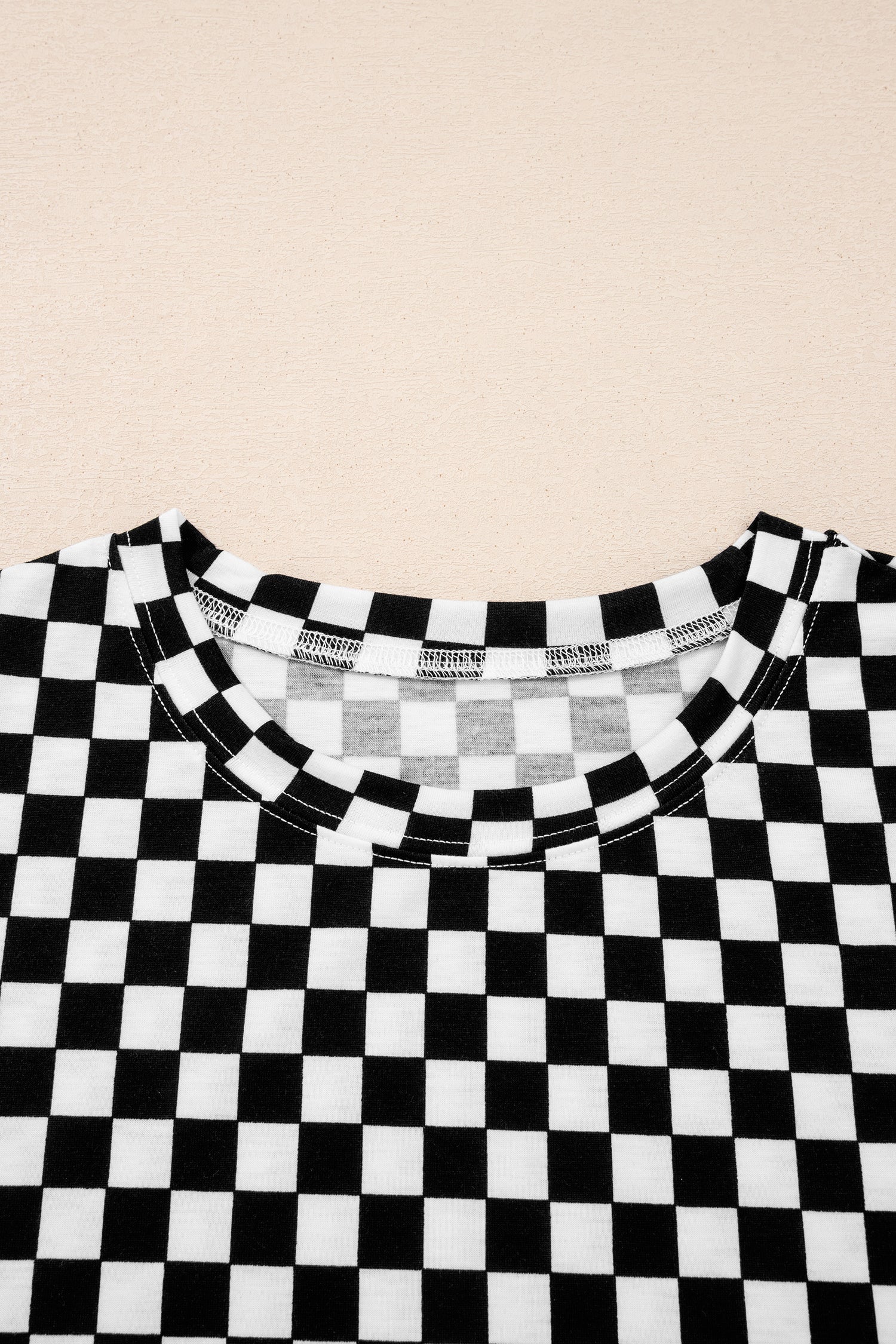 Black Checkered Print Half Sleeve Tee 2pcs Lounge Pant Set-Loungewear & Sleepwear/Loungewear-[Adult]-[Female]-2022 Online Blue Zone Planet