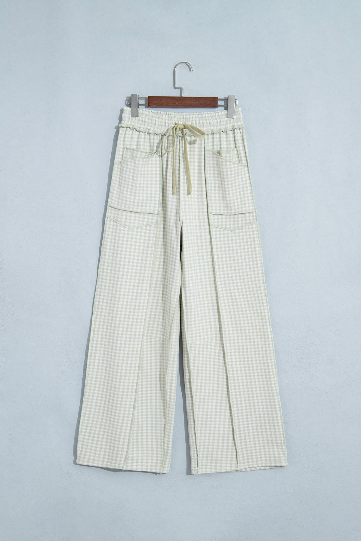 Red Plaid Contrast Trim Drawstring Elastic Waist Shift Pants-Bottoms/Pants & Culotte-[Adult]-[Female]-2022 Online Blue Zone Planet