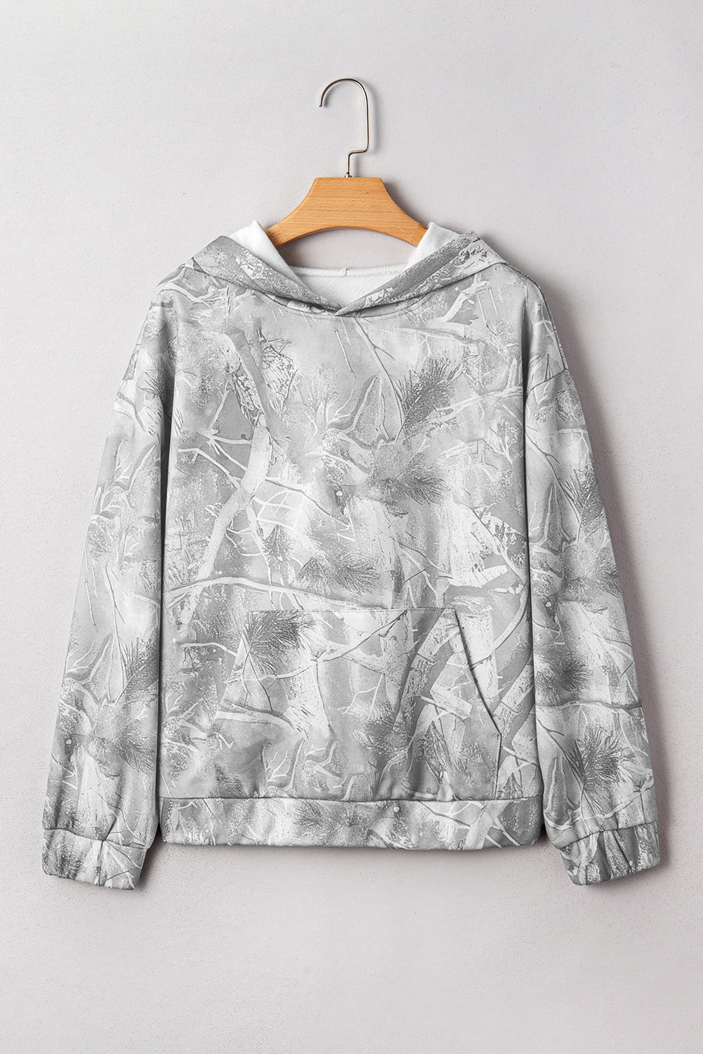 Gray Camouflage Woodland Print Oversized Sporty Hoodie-Tops / Dresses-[Adult]-[Female]-2022 Online Blue Zone Planet