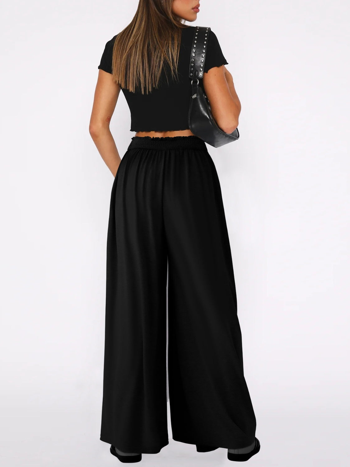 High Waist Wide Leg Pants-BOTTOMS SIZES SMALL MEDIUM LARGE-[Adult]-[Female]-2022 Online Blue Zone Planet