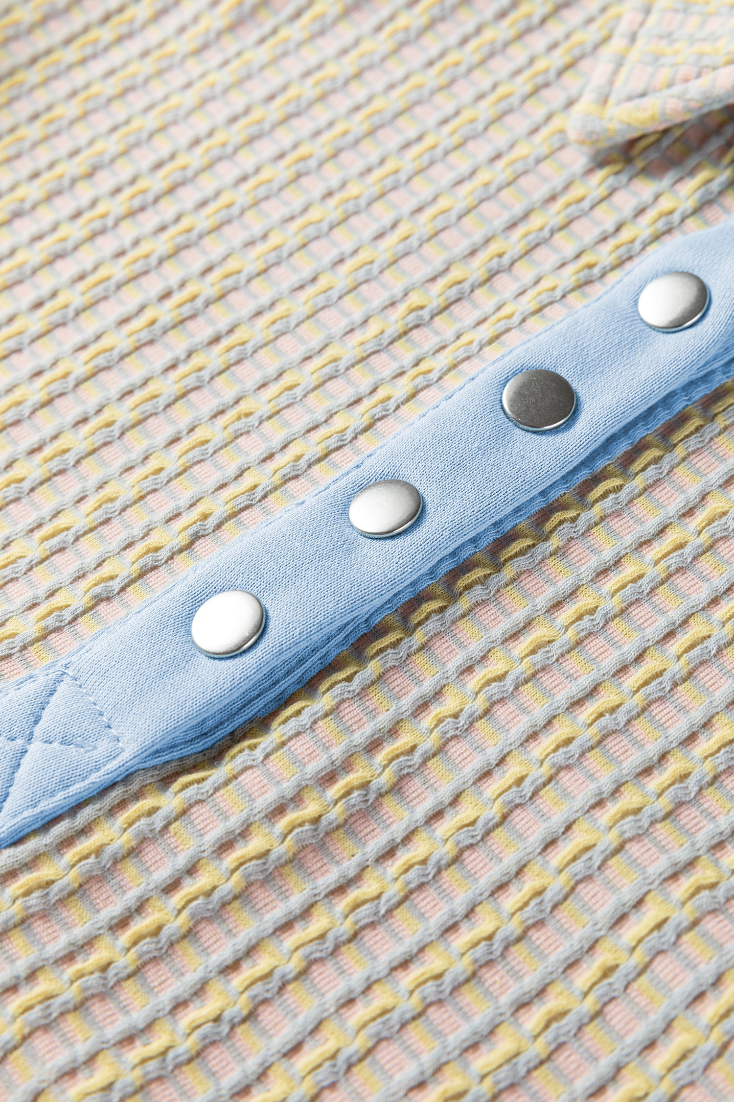 Beau Blue Button Front Jacquard Henley Sweatshirt-Tops/Sweatshirts & Hoodies-[Adult]-[Female]-2022 Online Blue Zone Planet