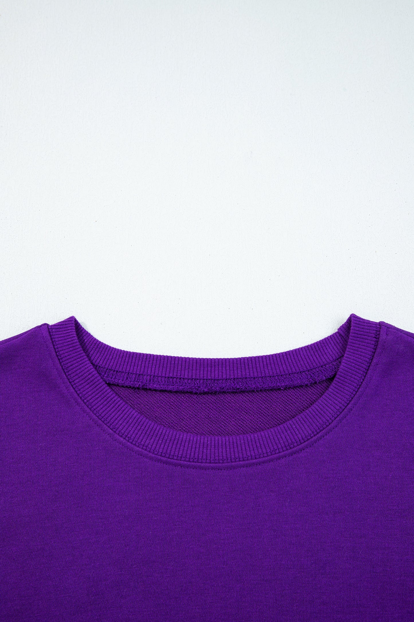 Tillandsia Purple Varsity Contrast Banded Sleeve Shift Sweatshirt Dress-TOPS / DRESSES-[Adult]-[Female]-2022 Online Blue Zone Planet