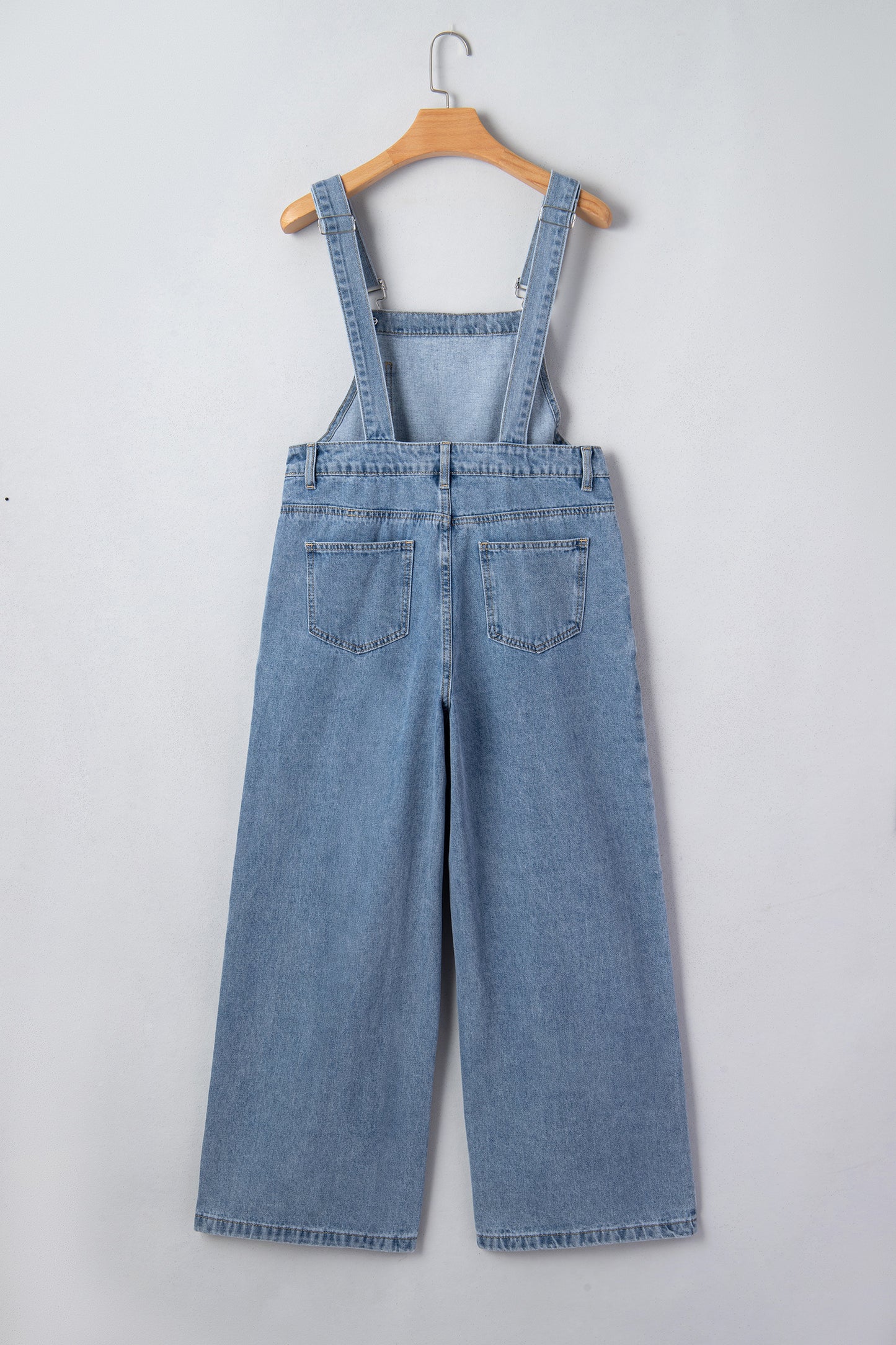 Dusk Blue Pleated Wide Leg Retro Pocketed Denim Jumpsuit-Bottoms/Jumpsuits & Rompers-[Adult]-[Female]-2022 Online Blue Zone Planet