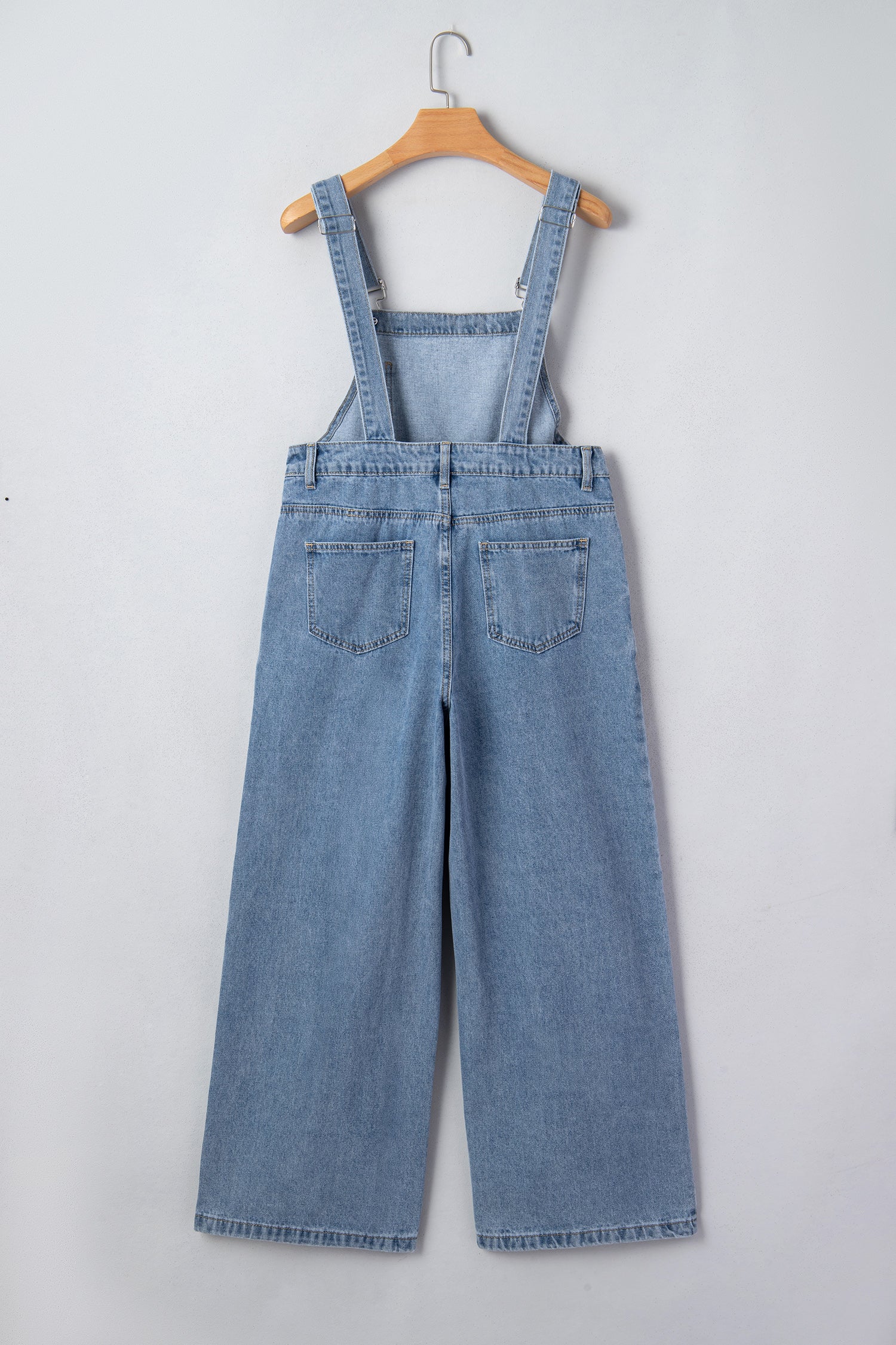 Dusk Blue Pleated Wide Leg Retro Pocketed Denim Jumpsuit-Bottoms/Jumpsuits & Rompers-[Adult]-[Female]-2022 Online Blue Zone Planet