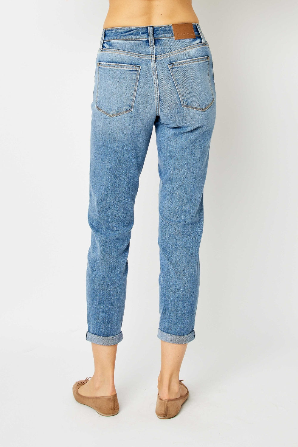 Judy Blue Full Size Cuffed Hem Slim Jeans-BOTTOMS SIZES SMALL MEDIUM LARGE-[Adult]-[Female]-2022 Online Blue Zone Planet