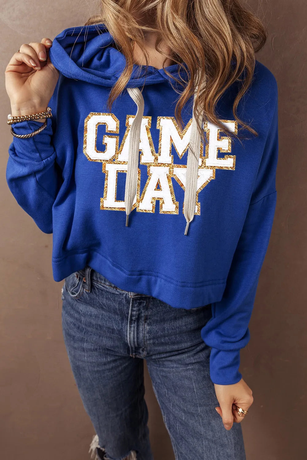 GAME DAY Drawstring Long Sleeve Hoodie-TOPS / DRESSES-[Adult]-[Female]-2022 Online Blue Zone Planet