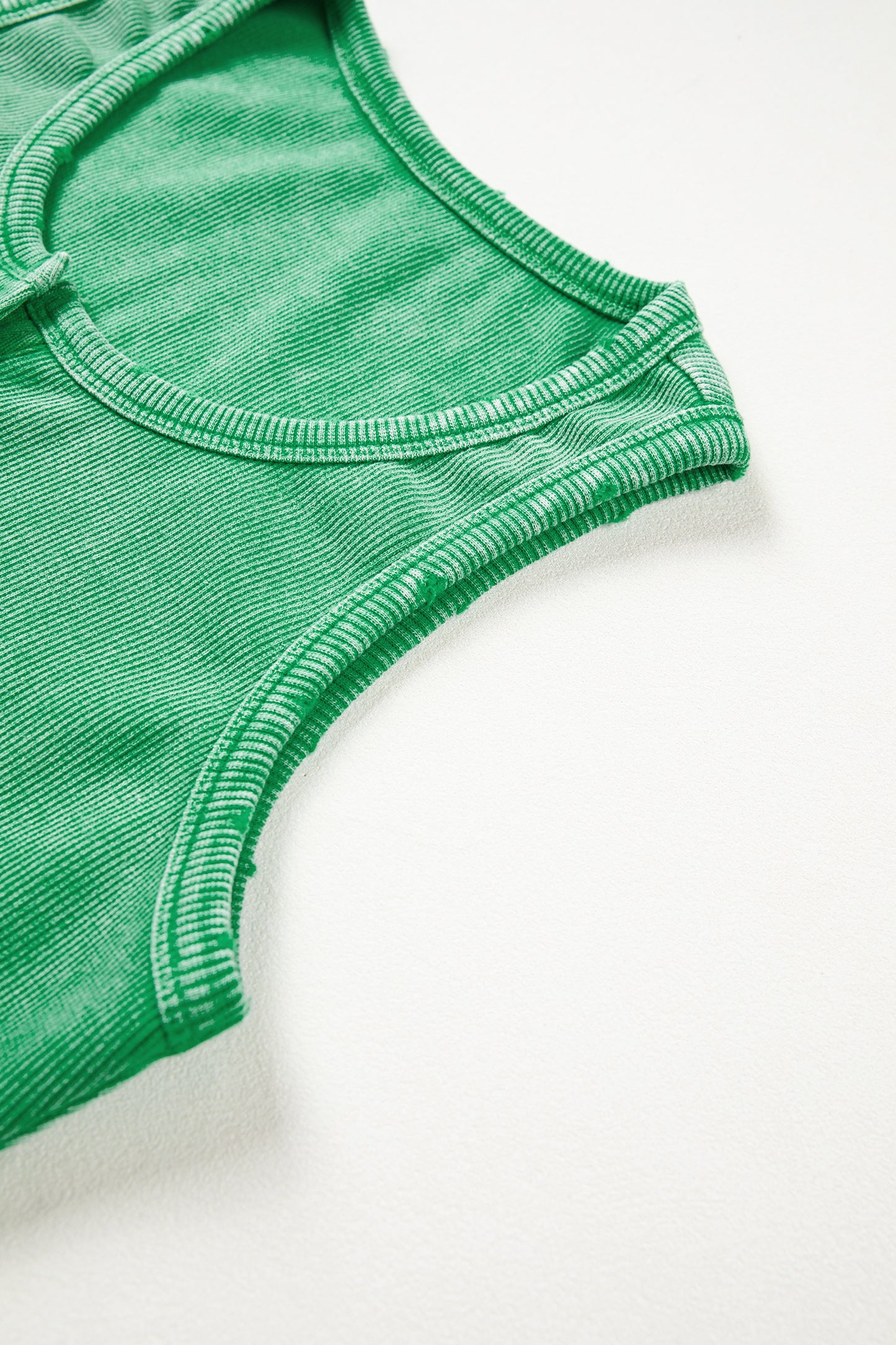 Bright Green Vintage Distressed Ribbed Mineral Wash Tank Top-Tops/Tank Tops-[Adult]-[Female]-2022 Online Blue Zone Planet