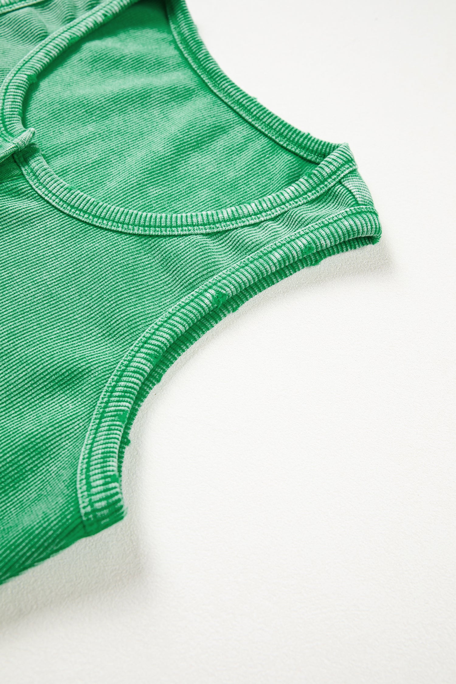 Bright Green Vintage Distressed Ribbed Mineral Wash Tank Top-Tops/Tank Tops-[Adult]-[Female]-2022 Online Blue Zone Planet