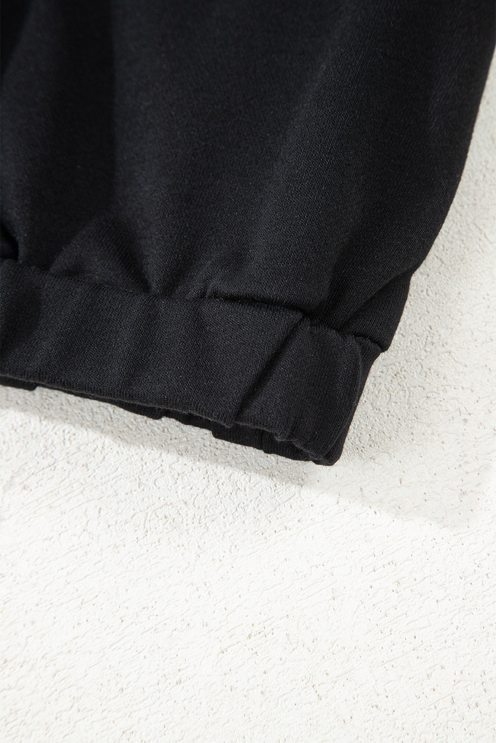 Black Color Block Patchwork Half Button Pullover and Shorts 2pcs Outfit-Two Piece Sets/Short Sets-[Adult]-[Female]-2022 Online Blue Zone Planet
