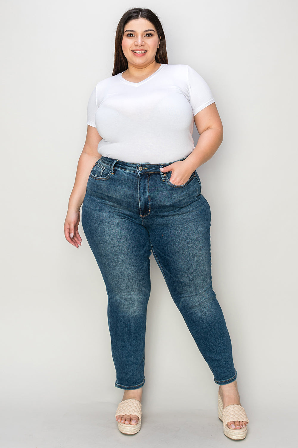 Blue Zone Planet | Judy Blue Full Size Tummy Control High Waist Slim Jeans-TOPS / DRESSES-[Adult]-[Female]-2022 Online Blue Zone Planet