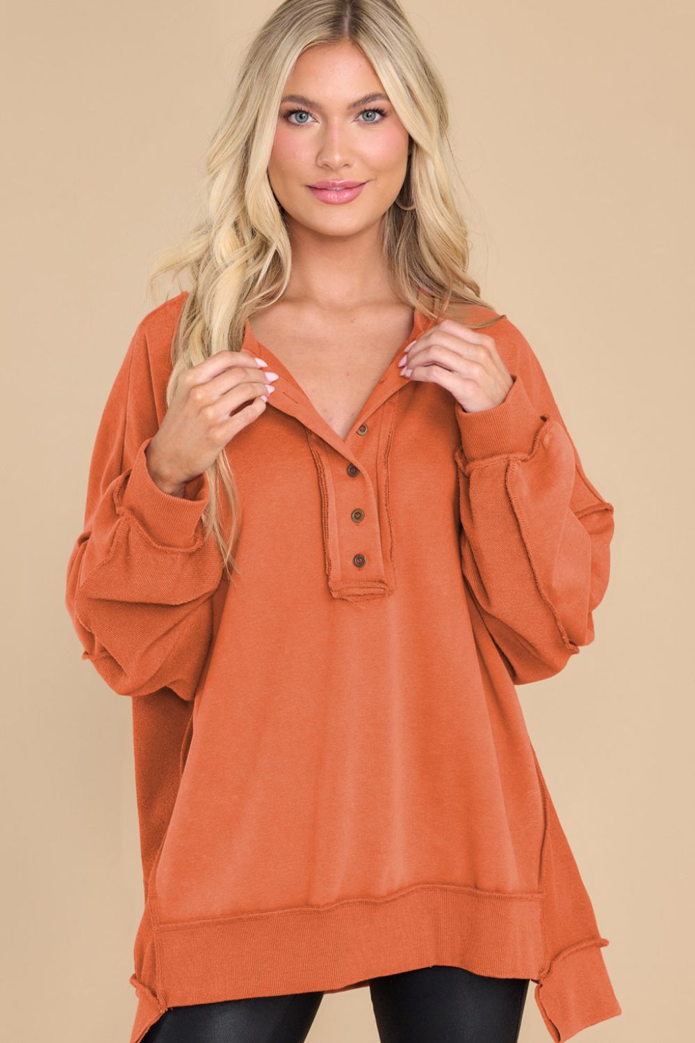 Exposed Seam Long Sleeve Sweatshirt-TOPS / DRESSES-[Adult]-[Female]-2022 Online Blue Zone Planet