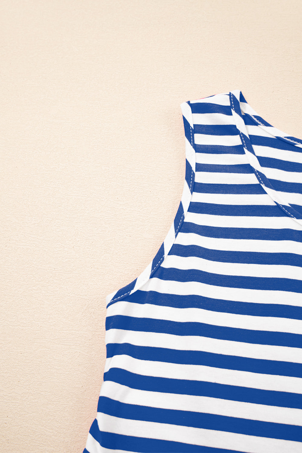 Sky Blue Stripe U Neck Sleeveless Loose Fit Mini Dress-TOPS / DRESSES-[Adult]-[Female]-2022 Online Blue Zone Planet