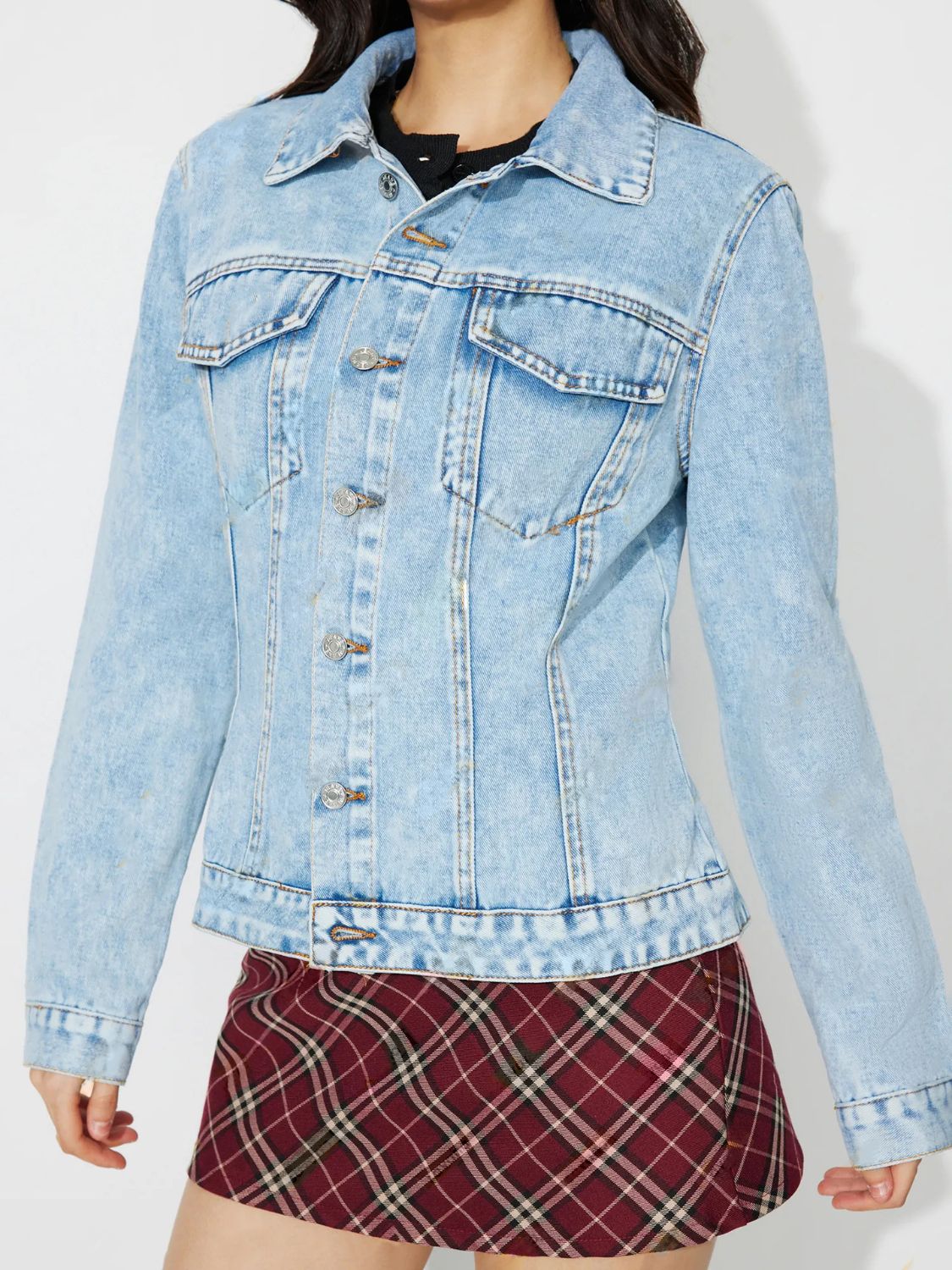 Blue Zone Planet | Button Up Long Sleeve Denim Shacket-TOPS / DRESSES-[Adult]-[Female]-2022 Online Blue Zone Planet