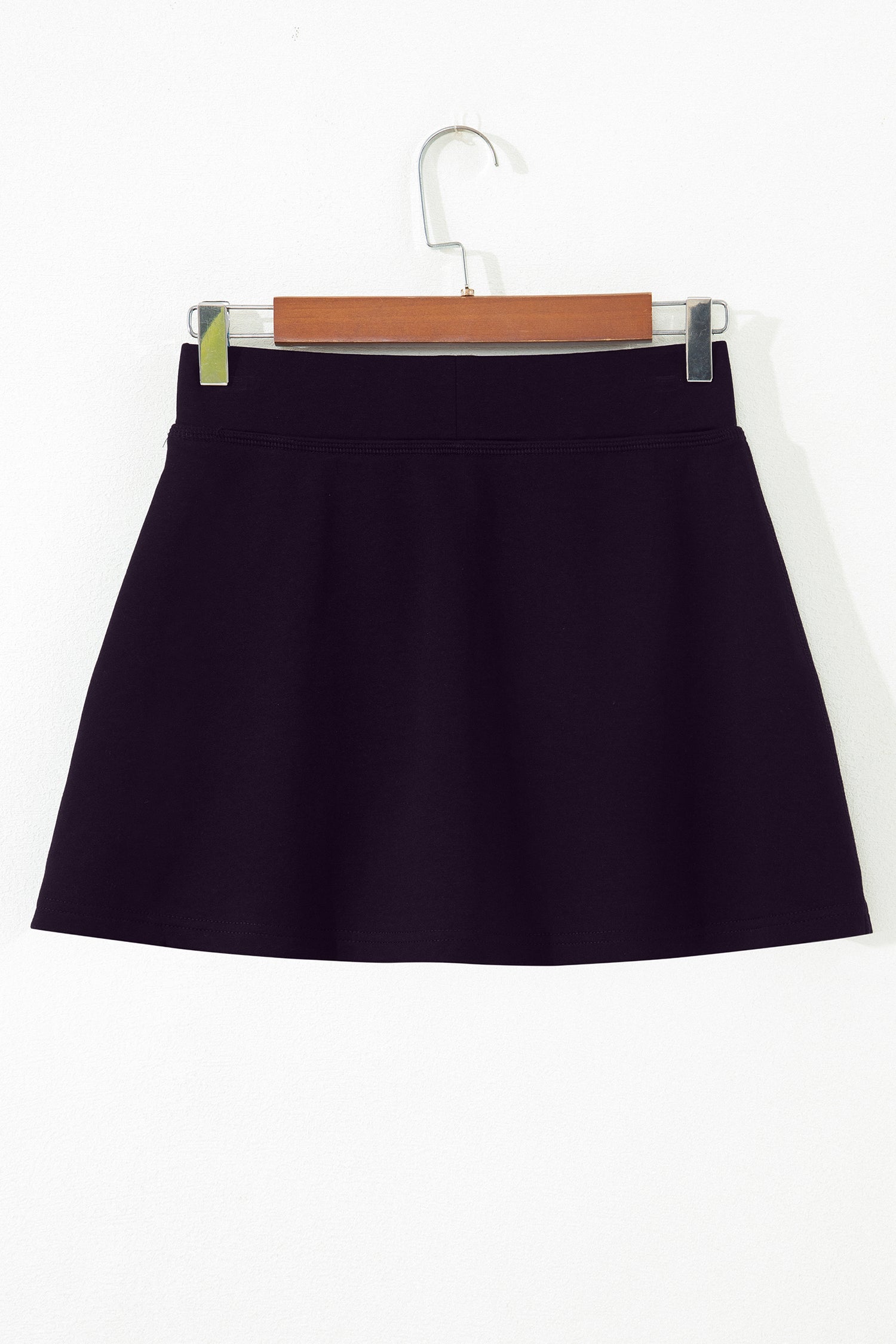 Black Solid Color Wrapped Side Slit Skort-Bottoms/Casual Shorts-[Adult]-[Female]-2022 Online Blue Zone Planet