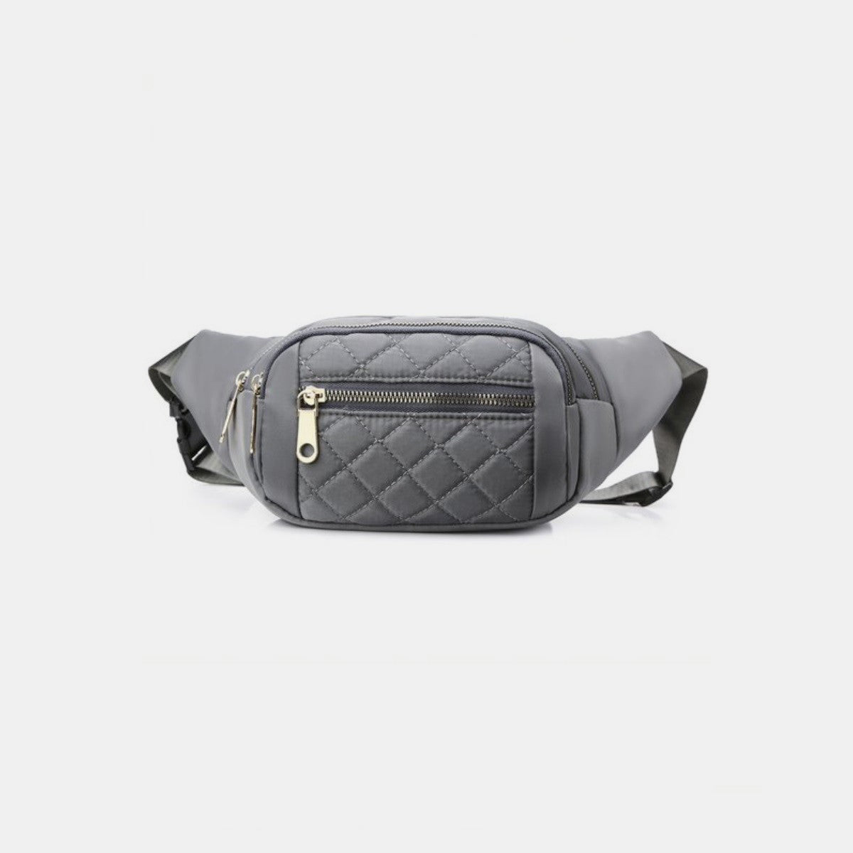 Zenana Quilted Multi Pocket Waist Belt Bag-BELTS-[Adult]-[Female]-Grey-One Size-2022 Online Blue Zone Planet