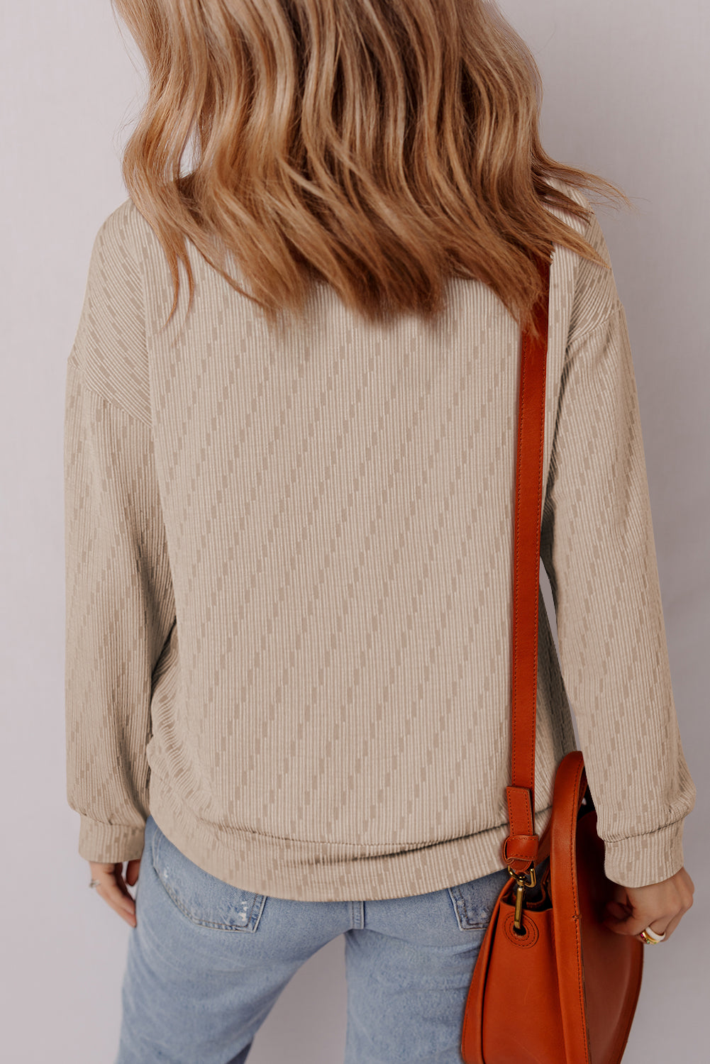 Straw Yellow Solid Color Textured Long Sleeve Top-Tops/Long Sleeve Tops-[Adult]-[Female]-2022 Online Blue Zone Planet