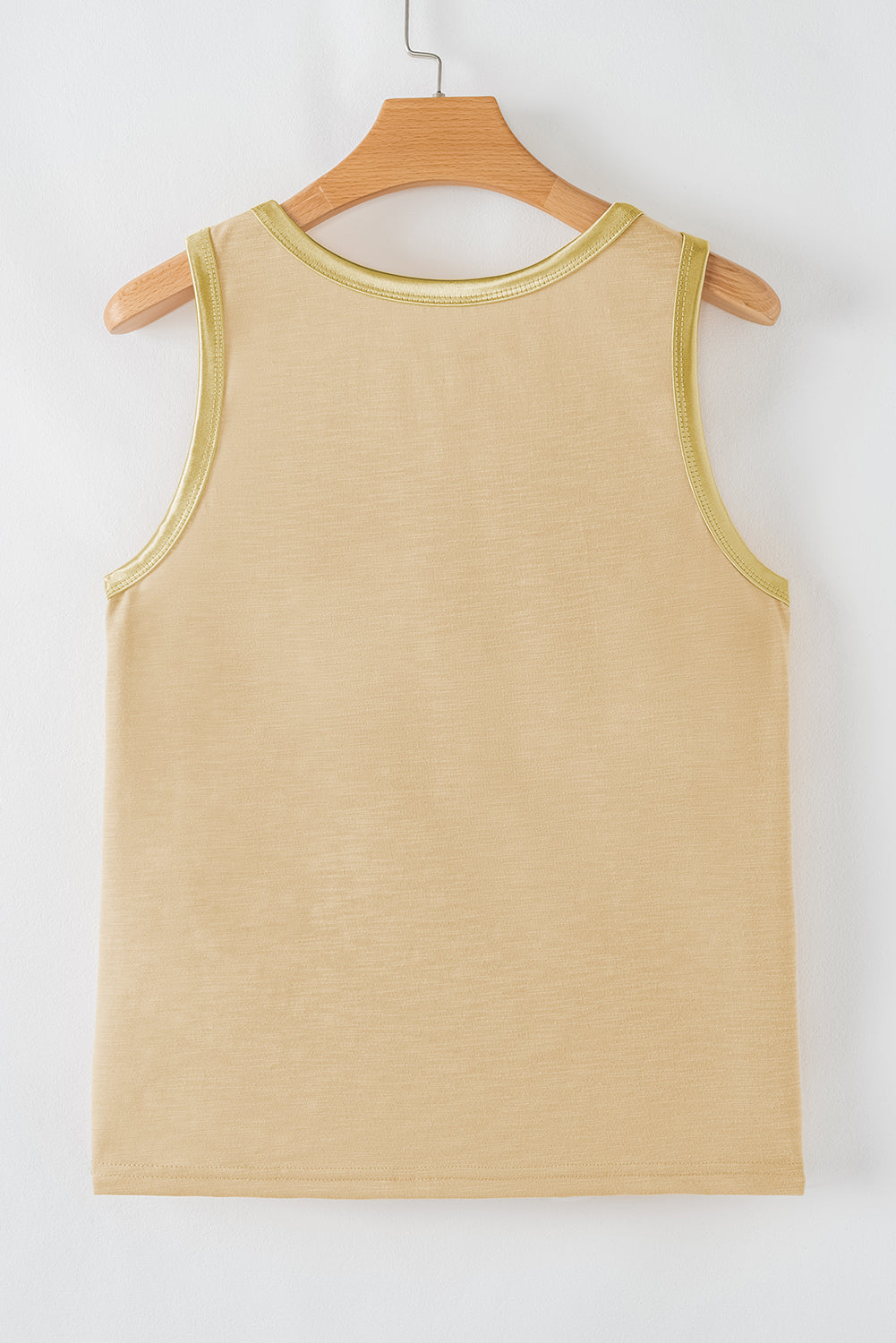 Tan Metallic Sheen Edge Scoop Neck Tank Top-Tops/Tank Tops-[Adult]-[Female]-2022 Online Blue Zone Planet