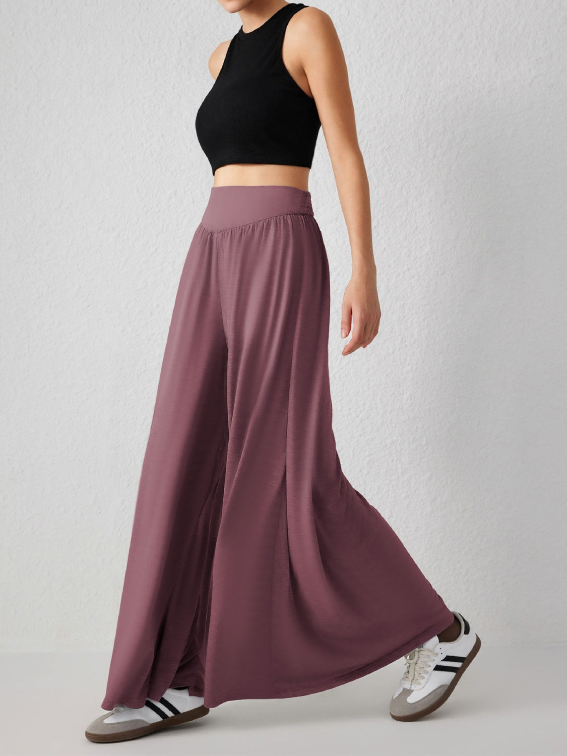 High Waist Wide Leg Pants-BOTTOMS SIZES SMALL MEDIUM LARGE-[Adult]-[Female]-2022 Online Blue Zone Planet