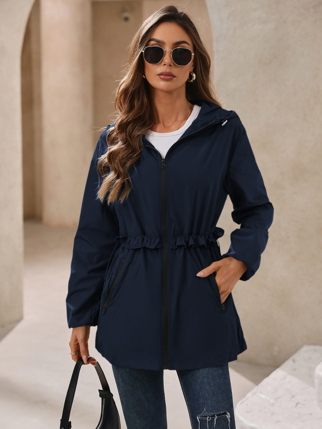 Zip Up Long Sleeve Hooded Jacket-TOPS / DRESSES-[Adult]-[Female]-2022 Online Blue Zone Planet