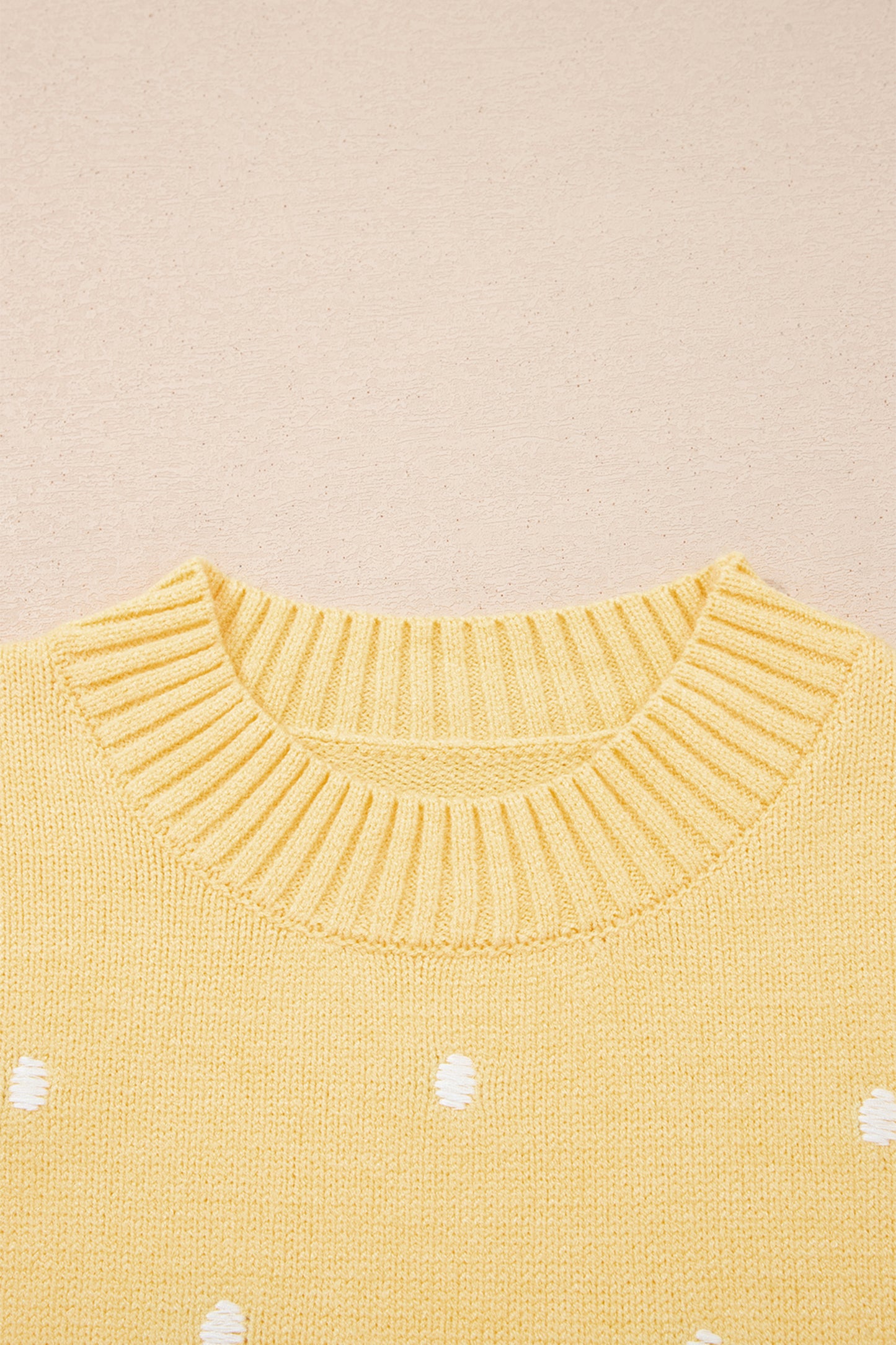 Yellow Cream Elegant Polka Dot Bubble Short Sleeve Sweater-TOPS / DRESSES-[Adult]-[Female]-2022 Online Blue Zone Planet
