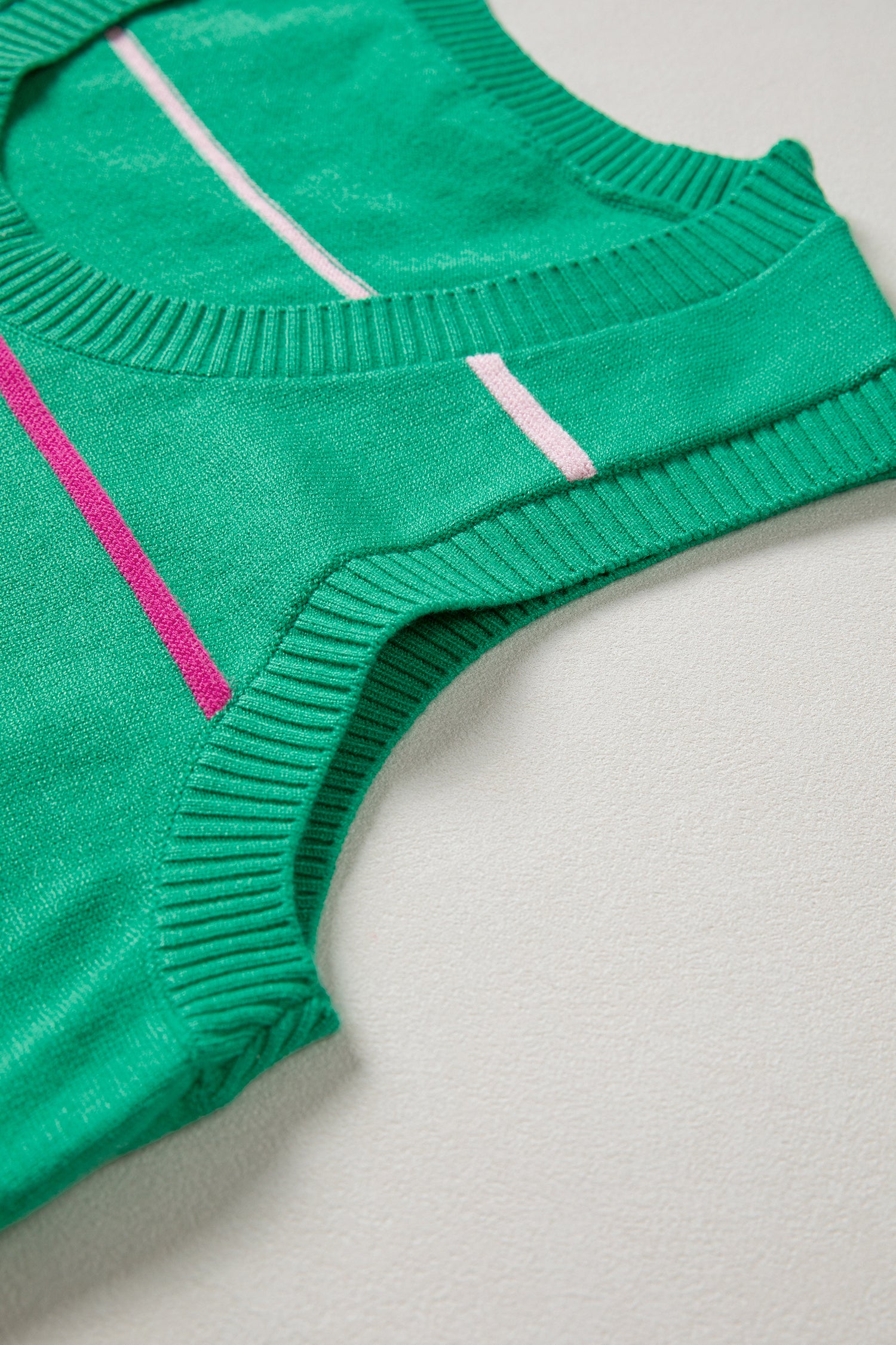 Green Stripe Round Neck Knitted Sweater Tank-TOPS / DRESSES-[Adult]-[Female]-2022 Online Blue Zone Planet