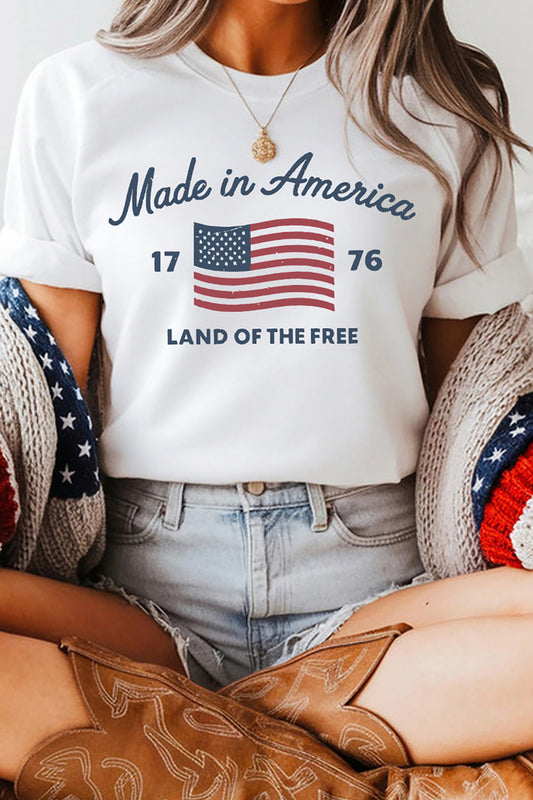 White American Flag Retro Inspired Graphic Tee-Graphic/Graphic Tees-[Adult]-[Female]-White-S-2022 Online Blue Zone Planet