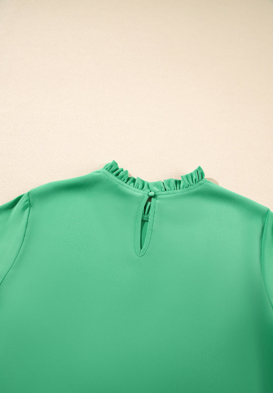 Frill Round Neck Wide Half Sleeve Blouse-TOPS / DRESSES-[Adult]-[Female]-2022 Online Blue Zone Planet